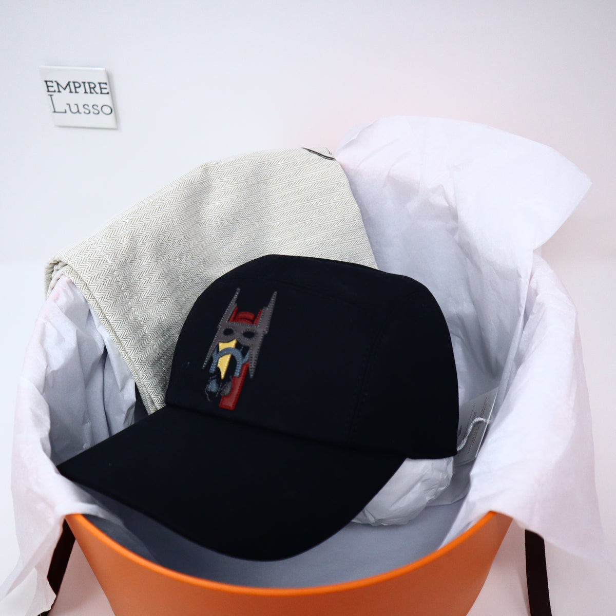 Hermes Hat 22 SS Nevada Cap Stripe Co Hermes Cap Nevada Puzzle Equestre Hat Ecru Cotton 58 New  main image 2