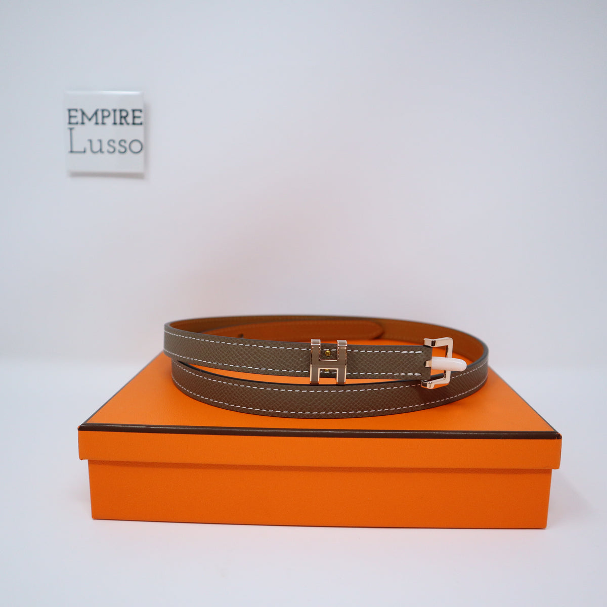 Hermes Pop-H Belt, Gold with silver hardware, size 75 HERMES H Buckle Belt Etoupe/Black Reversible Size 75 Gold  main image 3