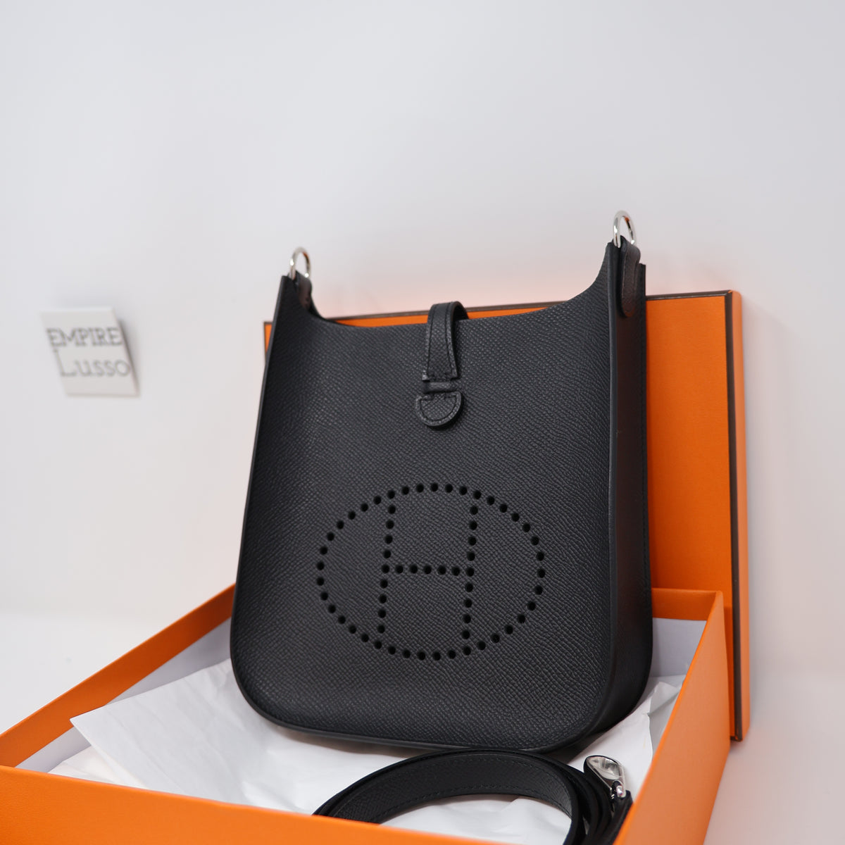 NEW HERMES Evelyne Sellier TPM Black Epsom Palladium Hardware W