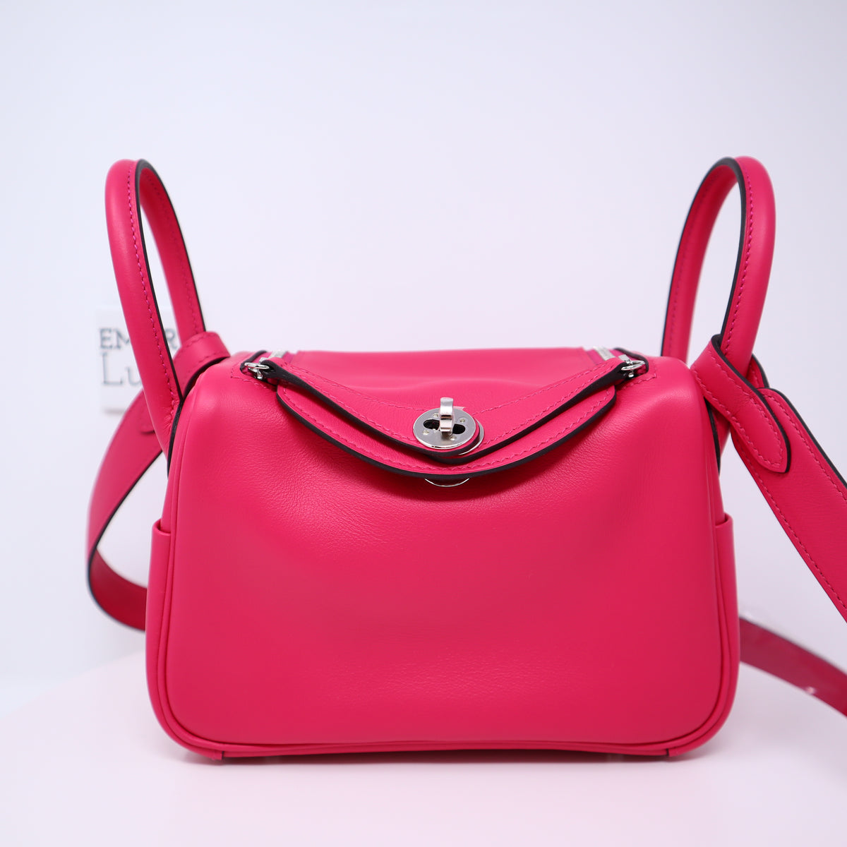 NEW HERMES LINDY MINI VERSO Rose Mexico PINK Rouge Piment