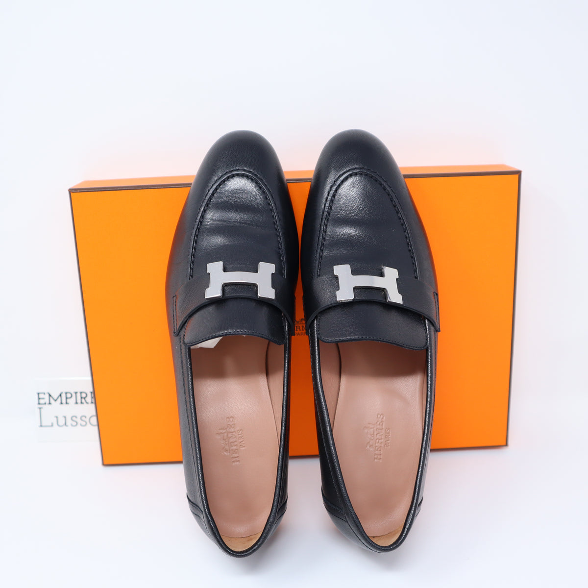 HERMES Leather Loafers for Women in Etoupe Color excellent 