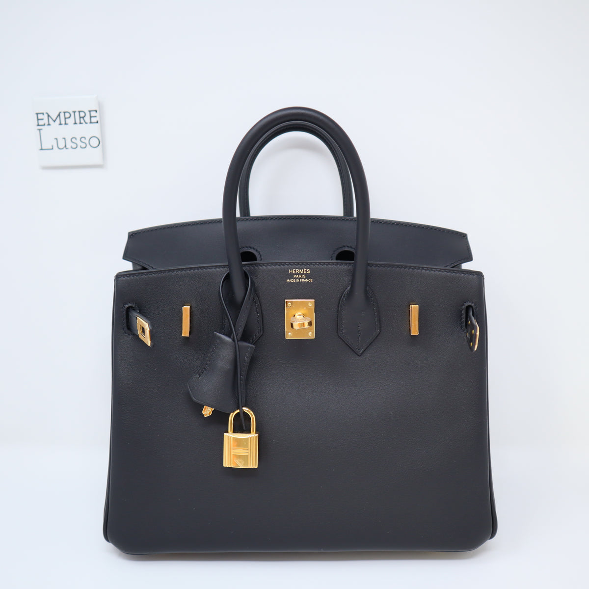 NEW HERMES BIRKIN 25 CM TOILE BLACK SWIFT LEATHER CANVAS GOLD HARDWARE