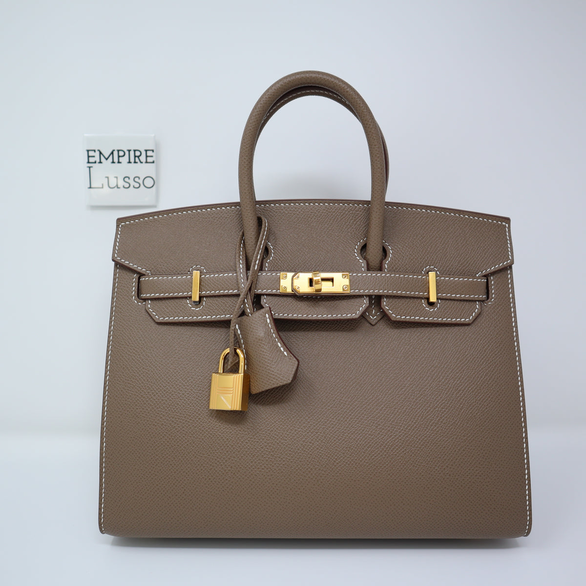 Hermes Birkin Sellier 25 Etoupe Gray Epsom Gold Hardware