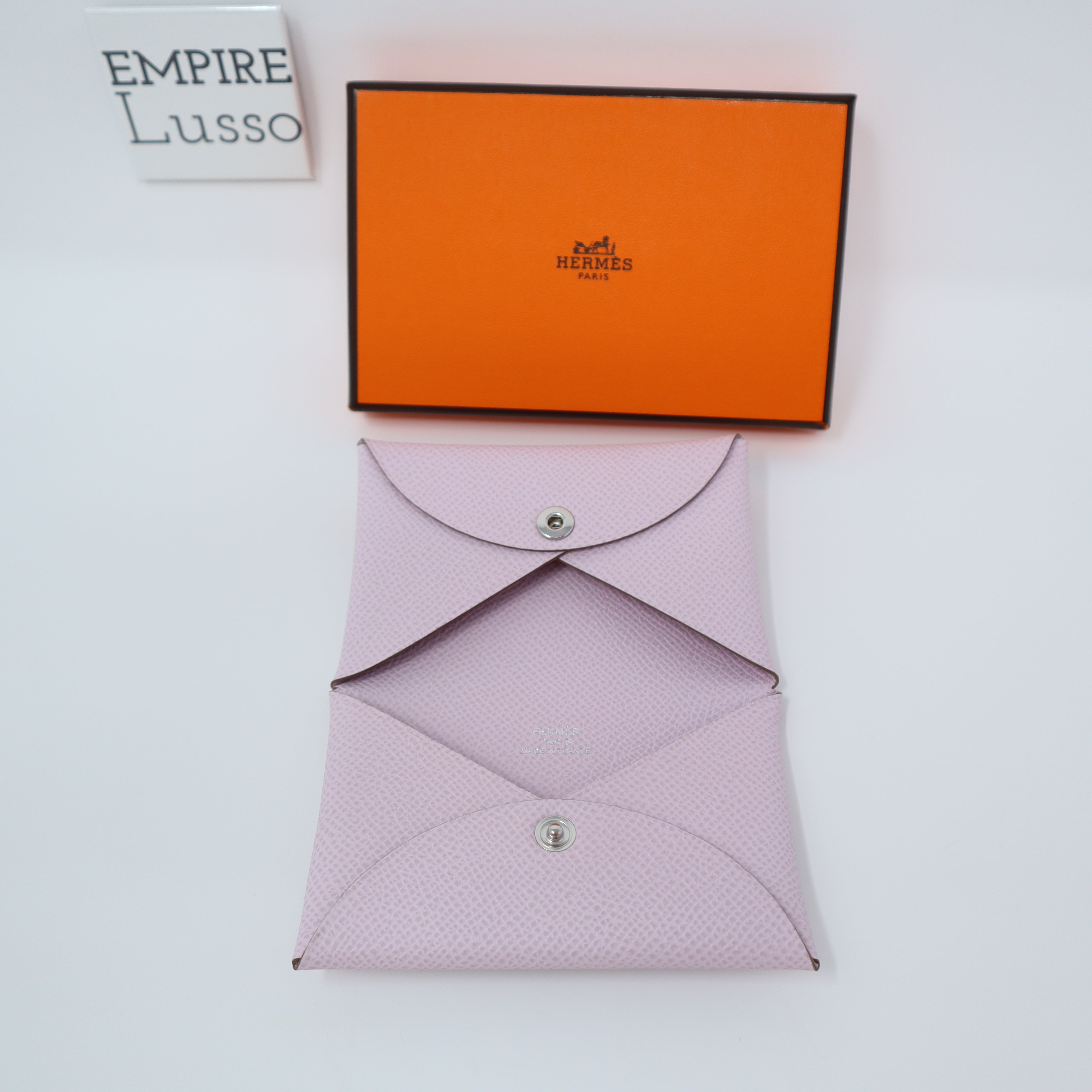 New ❤️ Hermes Calvi Card Holder Epsom Mauve Pale (2023 new color)