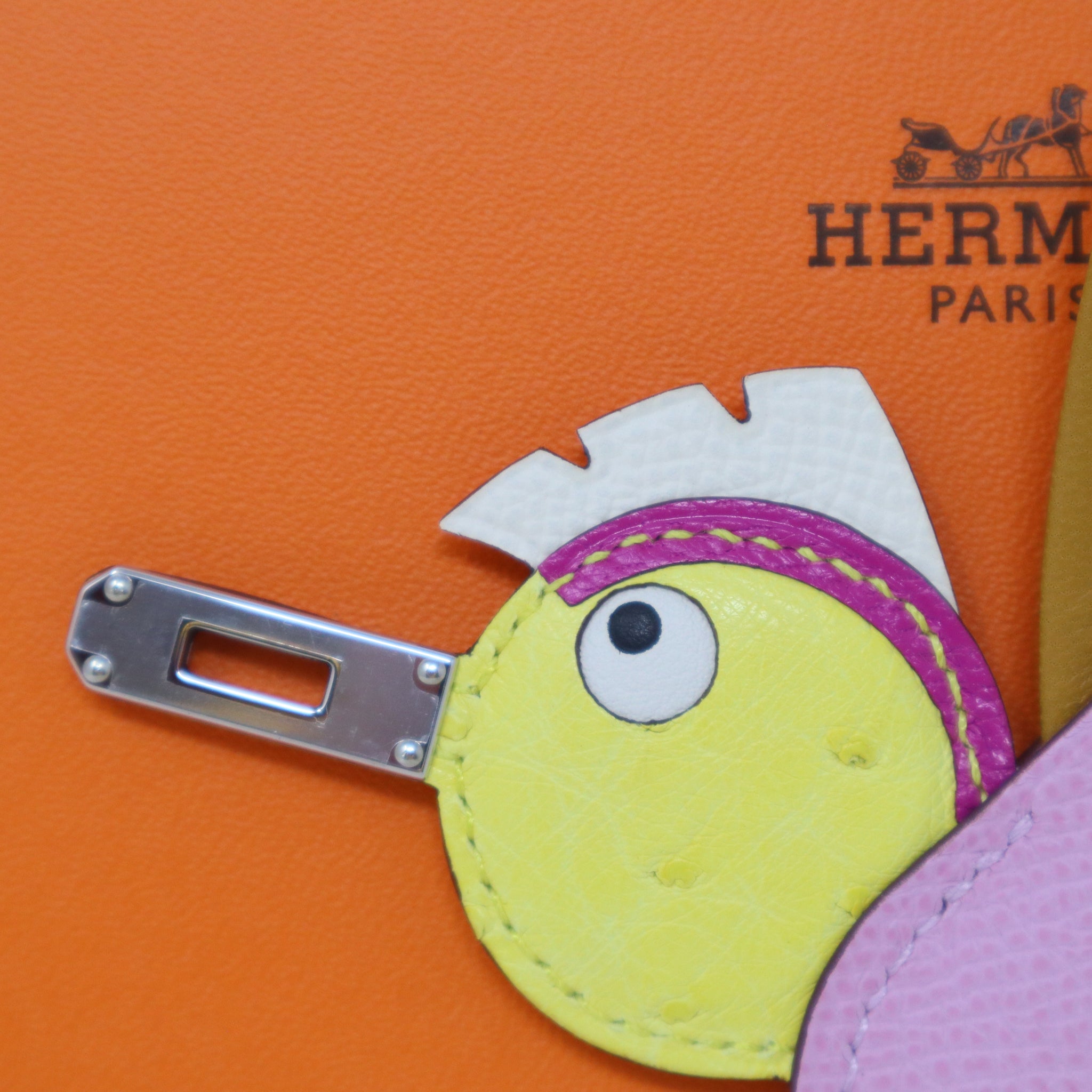 希少品★送料込【HERMES】Birdy Charm Epsom Mysore Swift Milo New Hermes Birdy Charm Epsom Mysore Leather Bleu Brume Rose