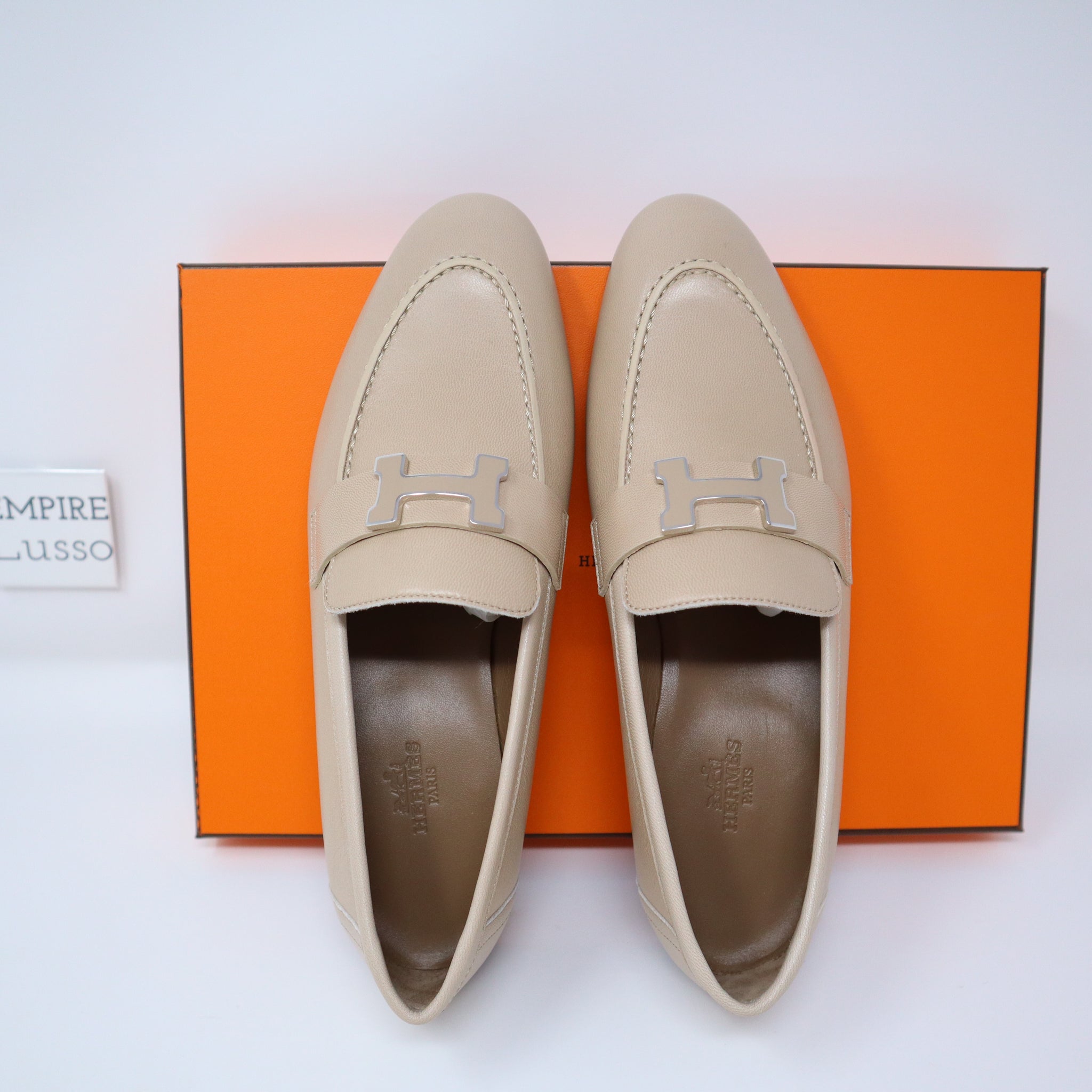 HERMES ベージュ　キャメル　 ローファー レザー　38 24.5㎝ Paris loafer | Hermès USA