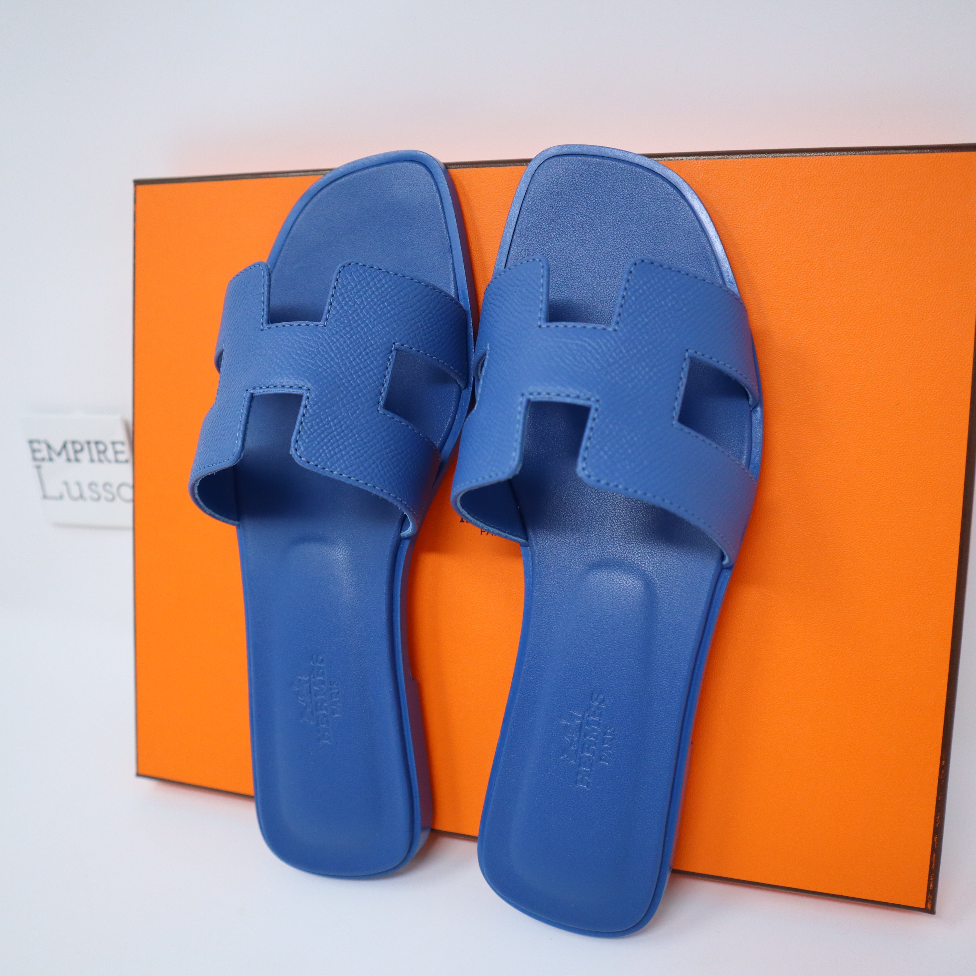 H*ermes Oran Sandals in Dark Blue 37, Women's Fashion, Footwear