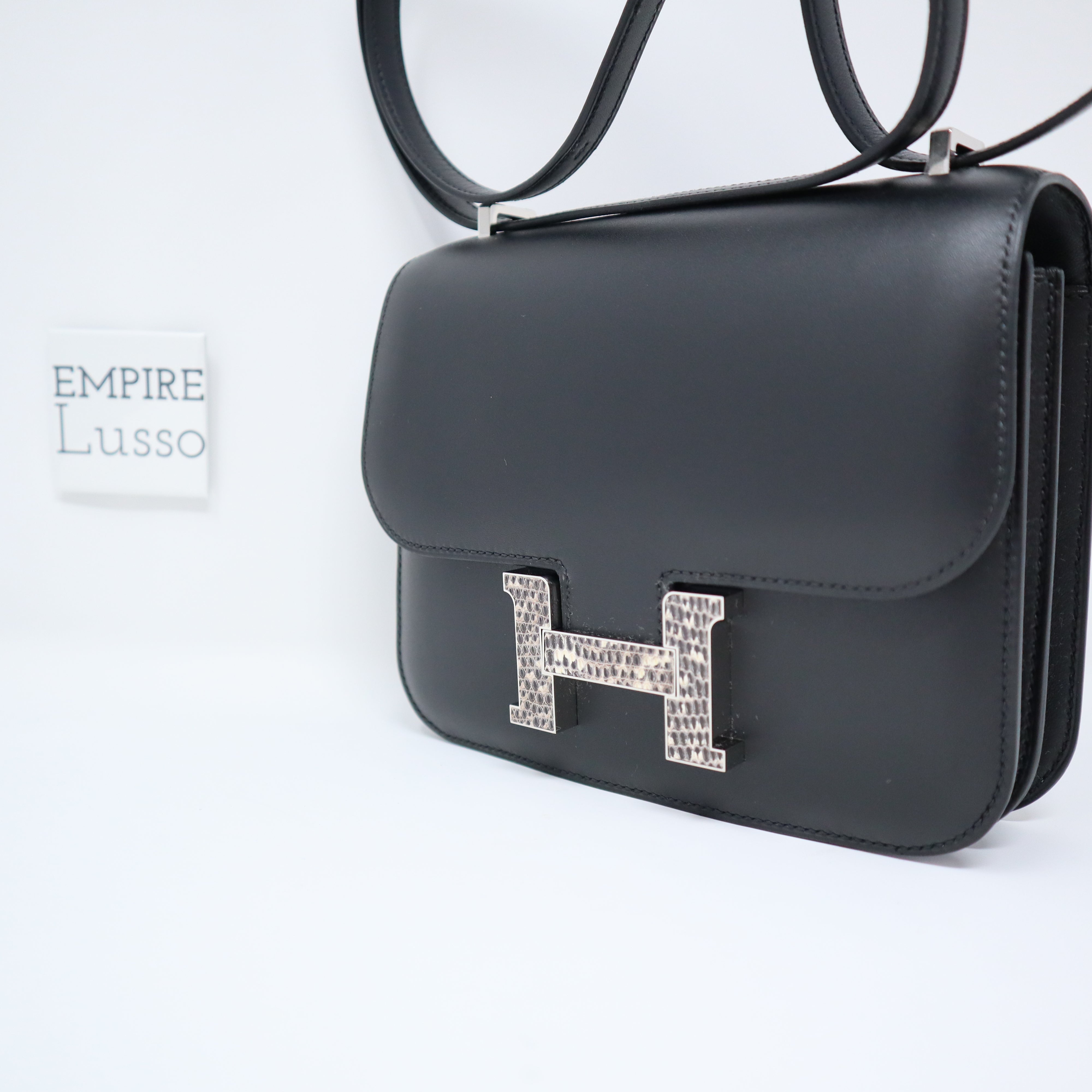 Hermès Black Tadelakt Cadena Lock Bag Palladium Hardware, 2022