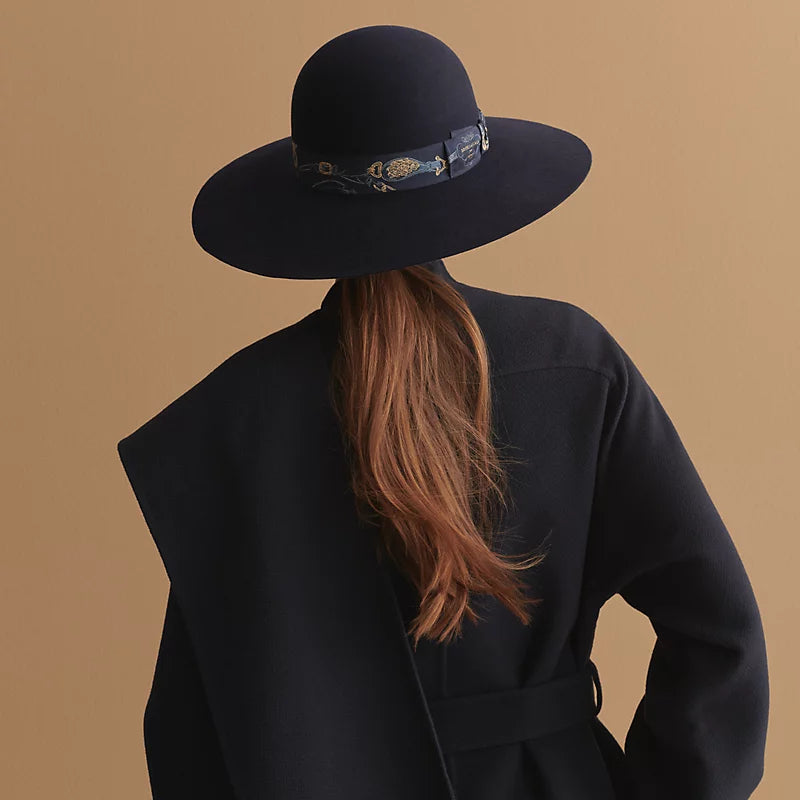 NEW HERMES HAT WOMEN FEMME Francoise chapeau feutre lapin black