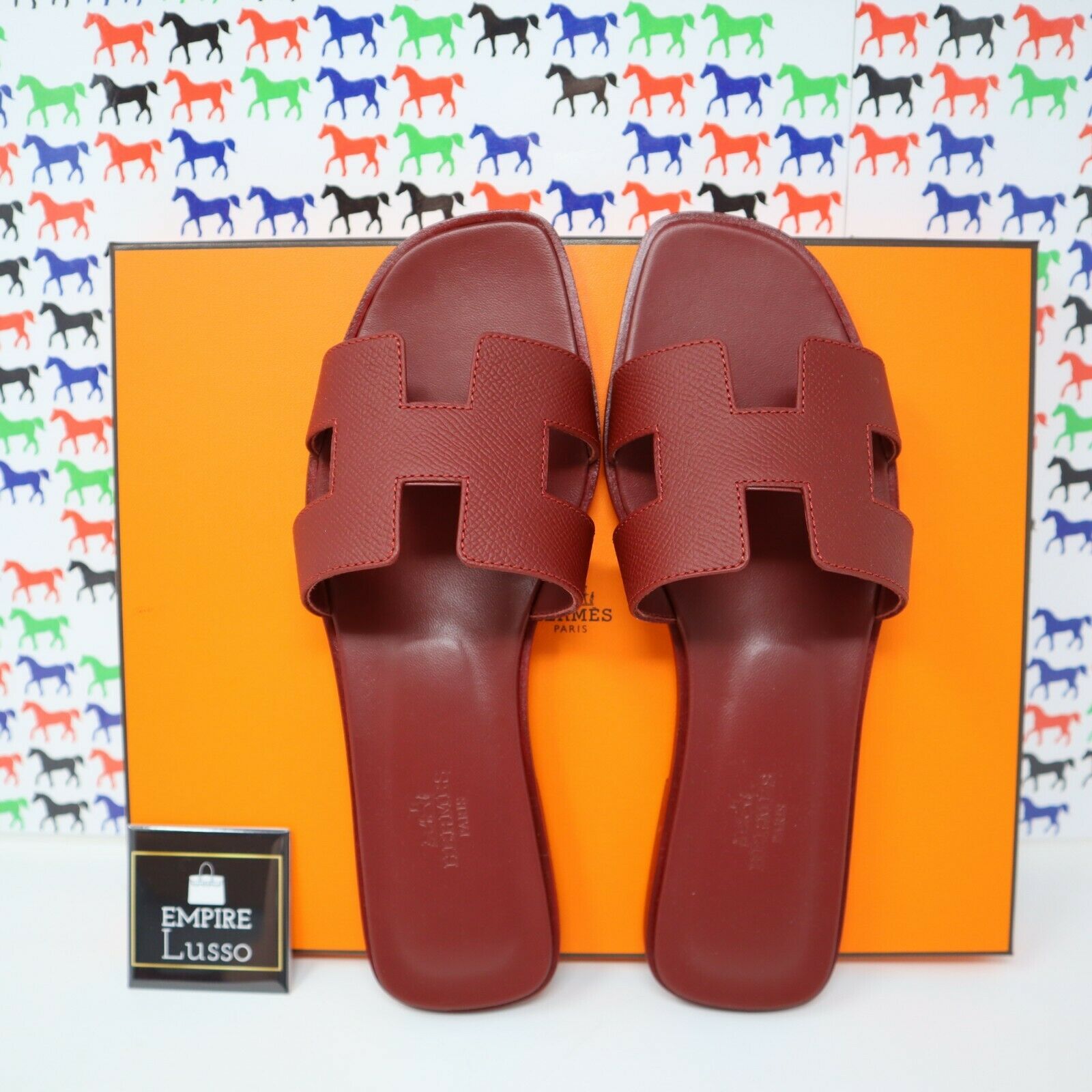 HERMES Epsom Oran Sandals 36 Rouge H 1097751