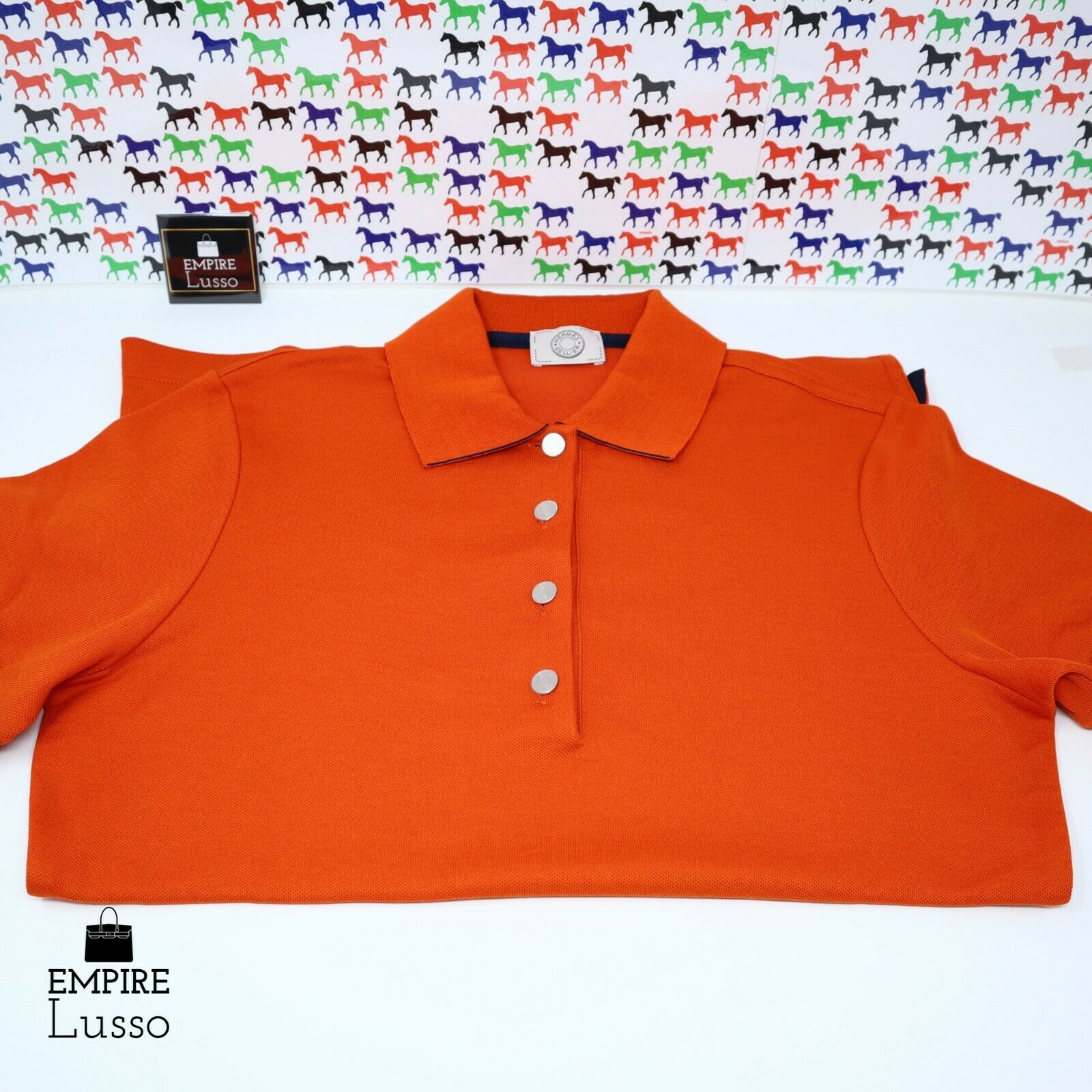 NEW HERMES WOMEN T SHIRT DOUBLE JEU TECHNICAL POLO SMALL FEU