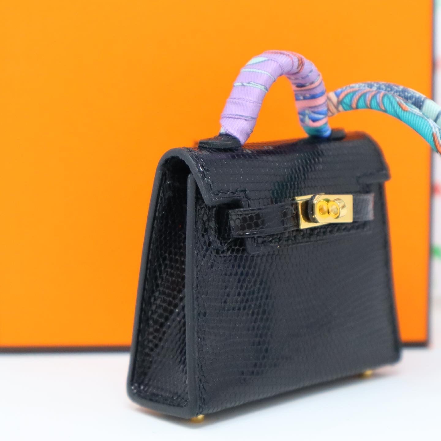new hermes noir black mini kelly twilly bag charm keychain carmen micro  rodeo
