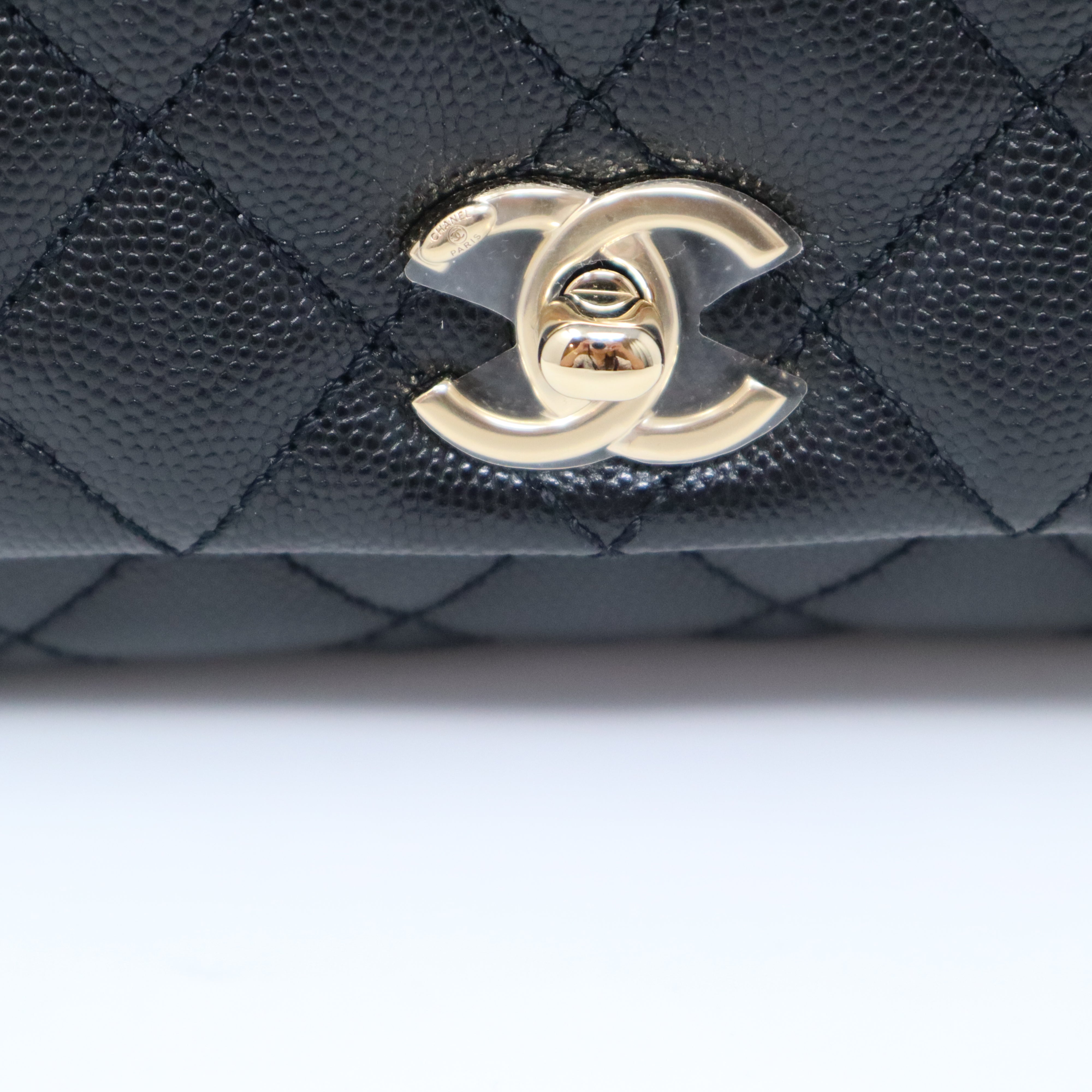 Chanel Extra Mini Coco Handle Quilted White Caviar Gold Hardware
