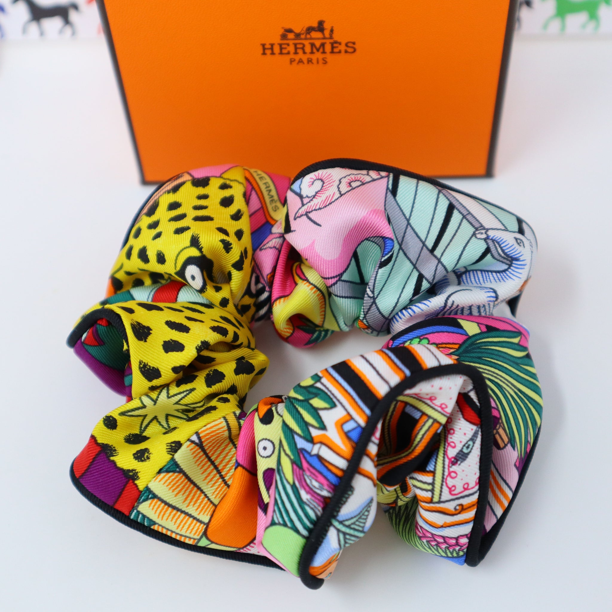 NEW HERMES CHOU CHOU HAIR TIES SCRUNCHIE CLAUDIA YELLOW