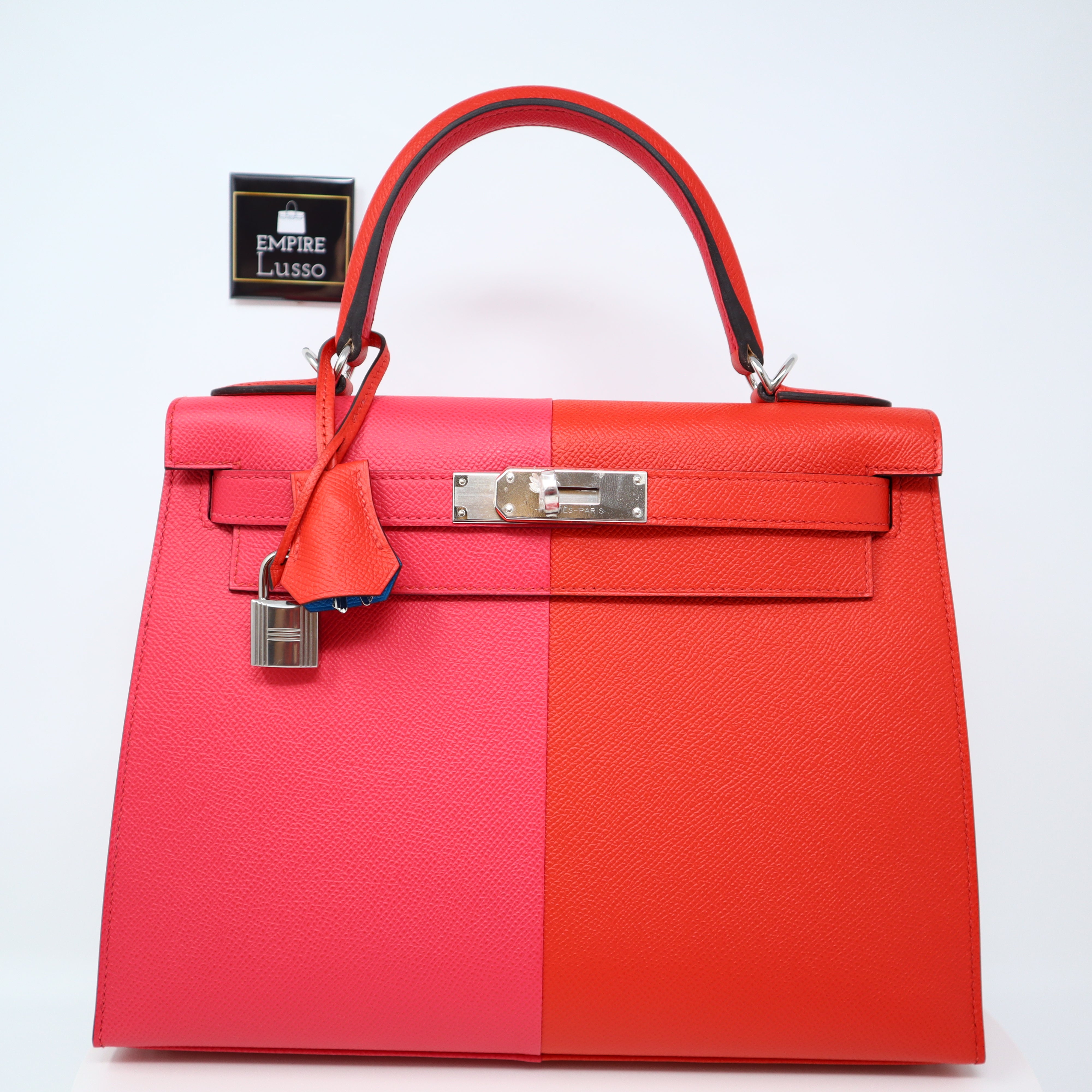 Hermes Sellier Kelly Bag 28cm Rouge Casaque Epsom Palladium