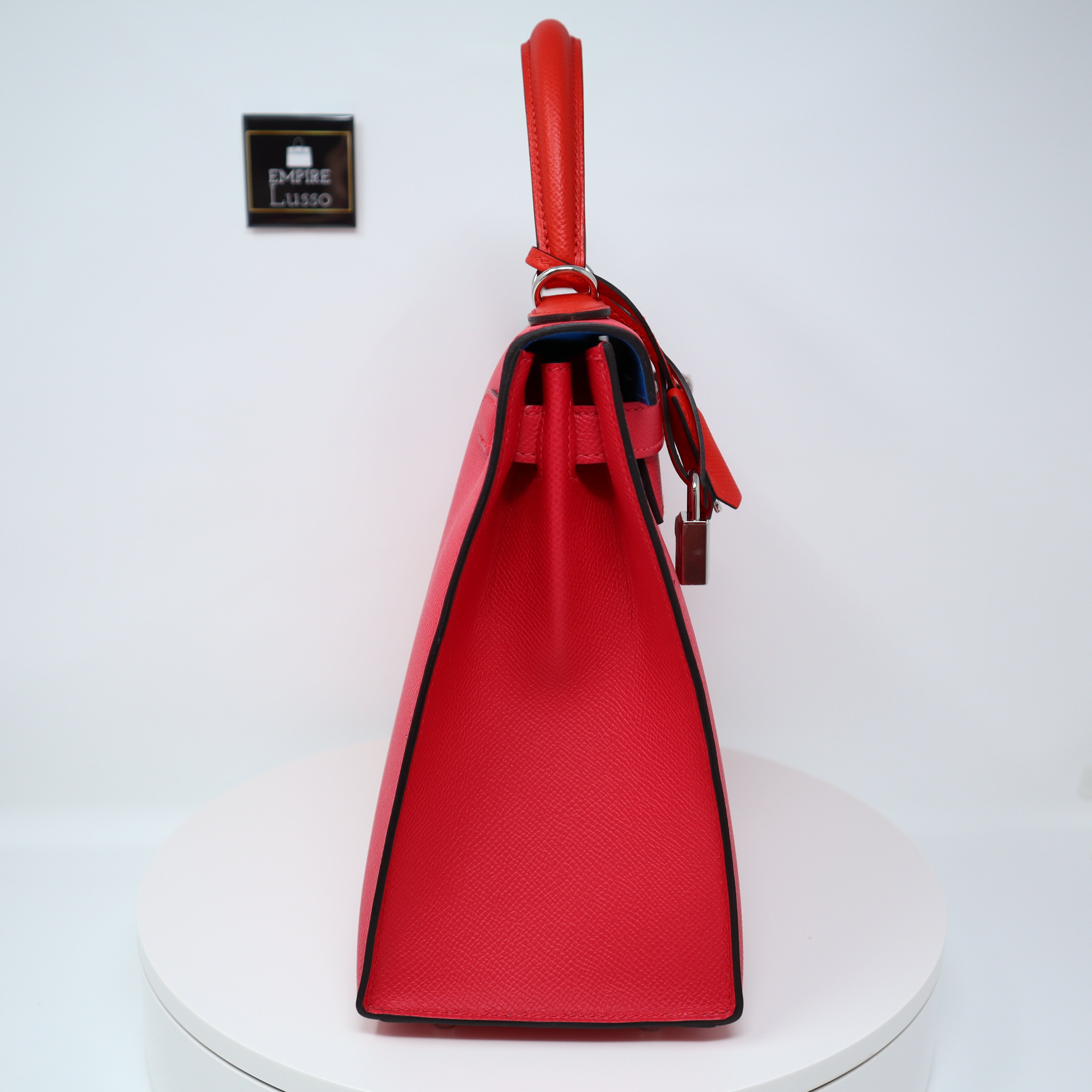 Hermes Sellier Kelly Bag 28cm Rouge Casaque Epsom Palladium Hardware