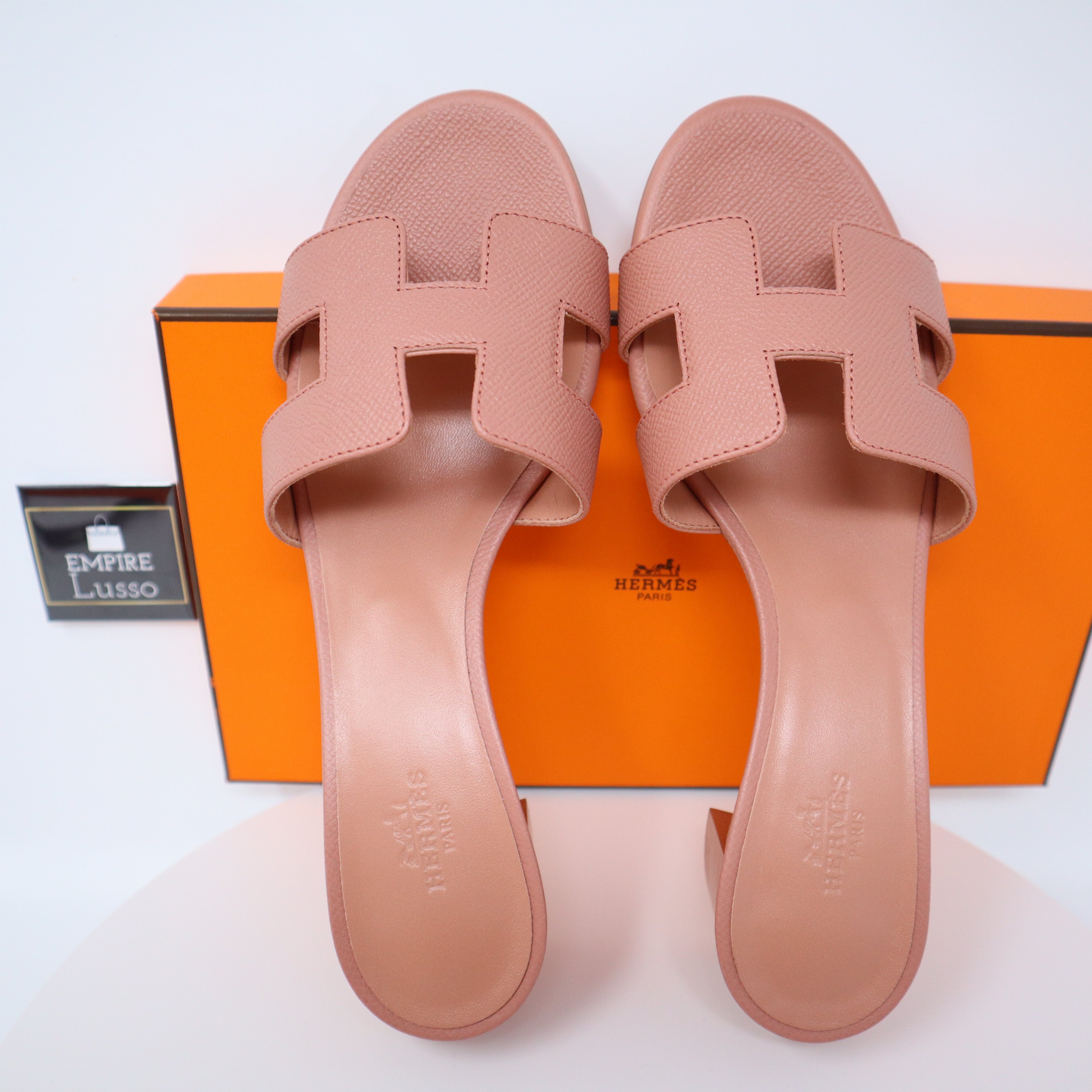 Hermes Rose Jaipur Epsom Leather Oran Flat Sandals Size 7.5/38 - Yoogi's  Closet