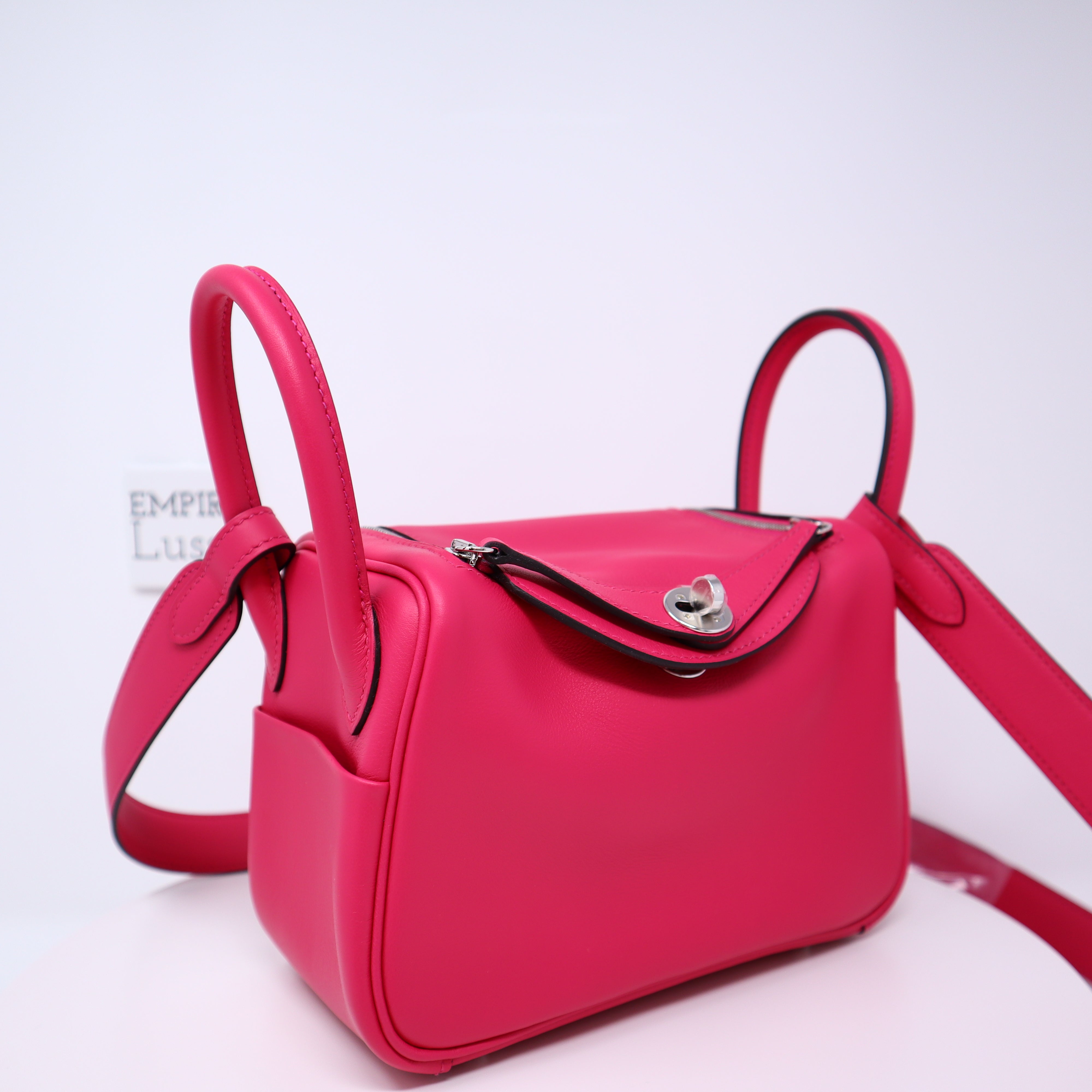 NEW HERMES LINDY MINI VERSO Rose Mexico PINK Rouge Piment