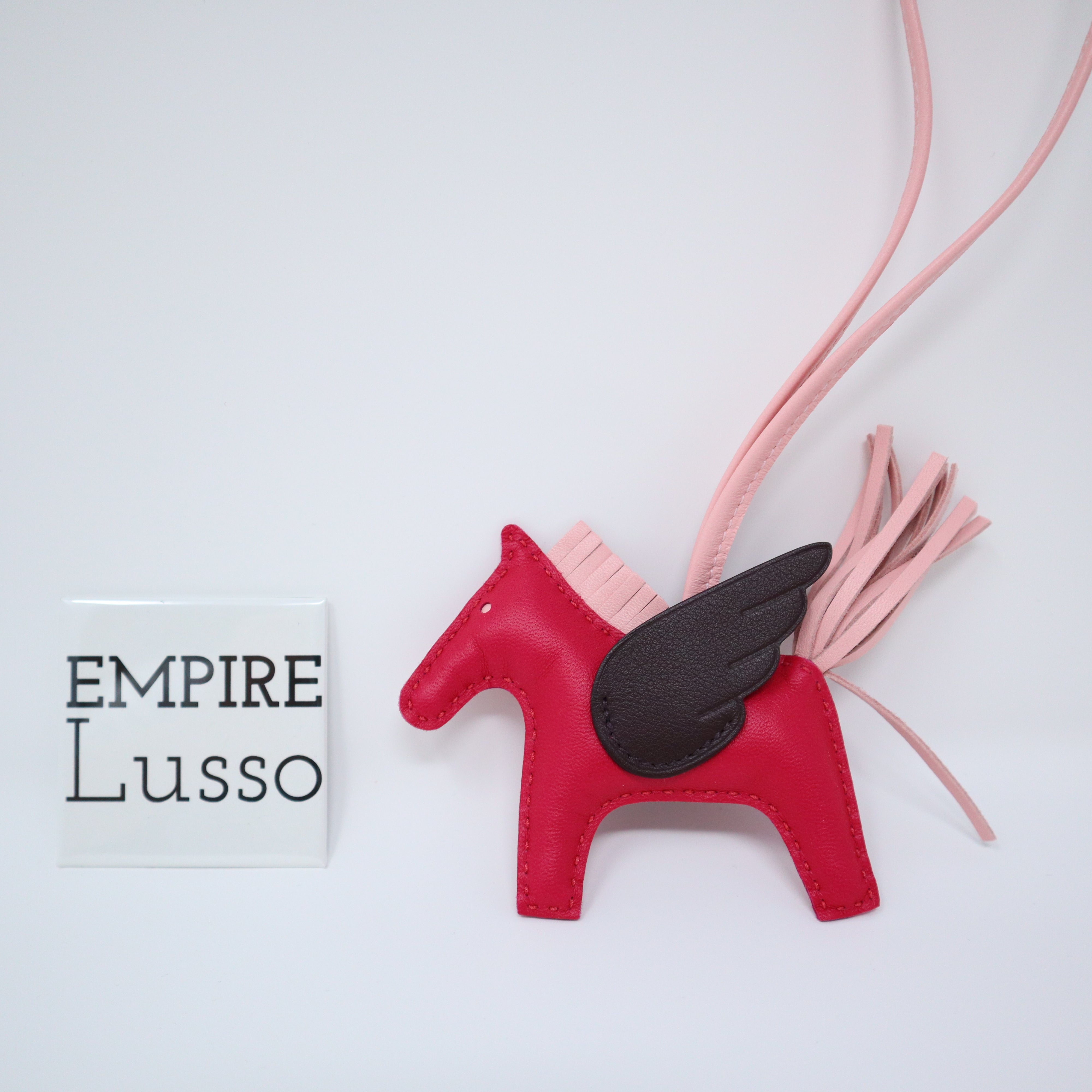 Hermes Pegase Rodeo PM Bag Charm Framboise / Rouge Sellier / Rose Sakura