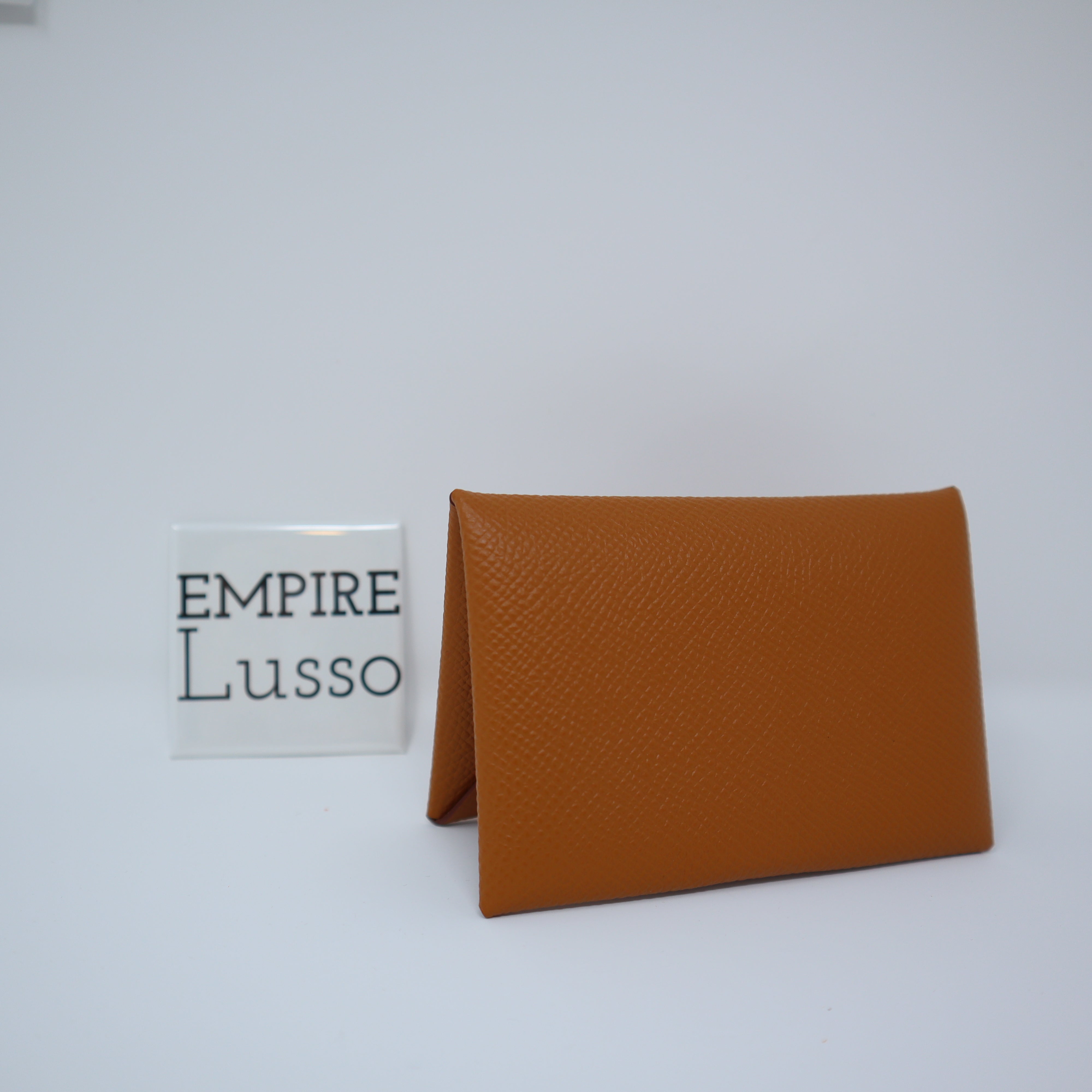 Hermes Calvi Card Holder Epsom Leather Gold Hardware In Green