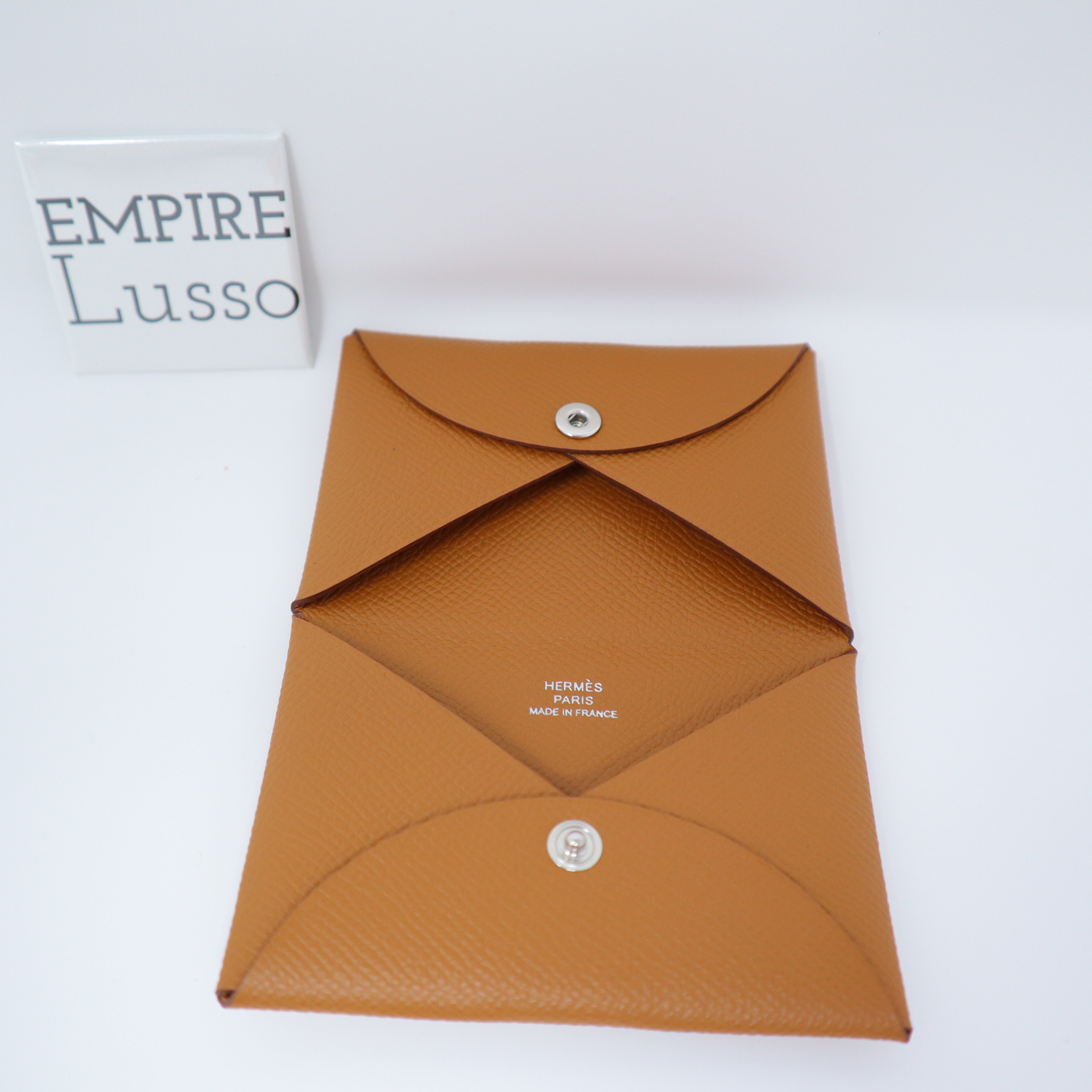 Hermes Calvi Card Holder Gold Epsom Palladium Hardware – Madison