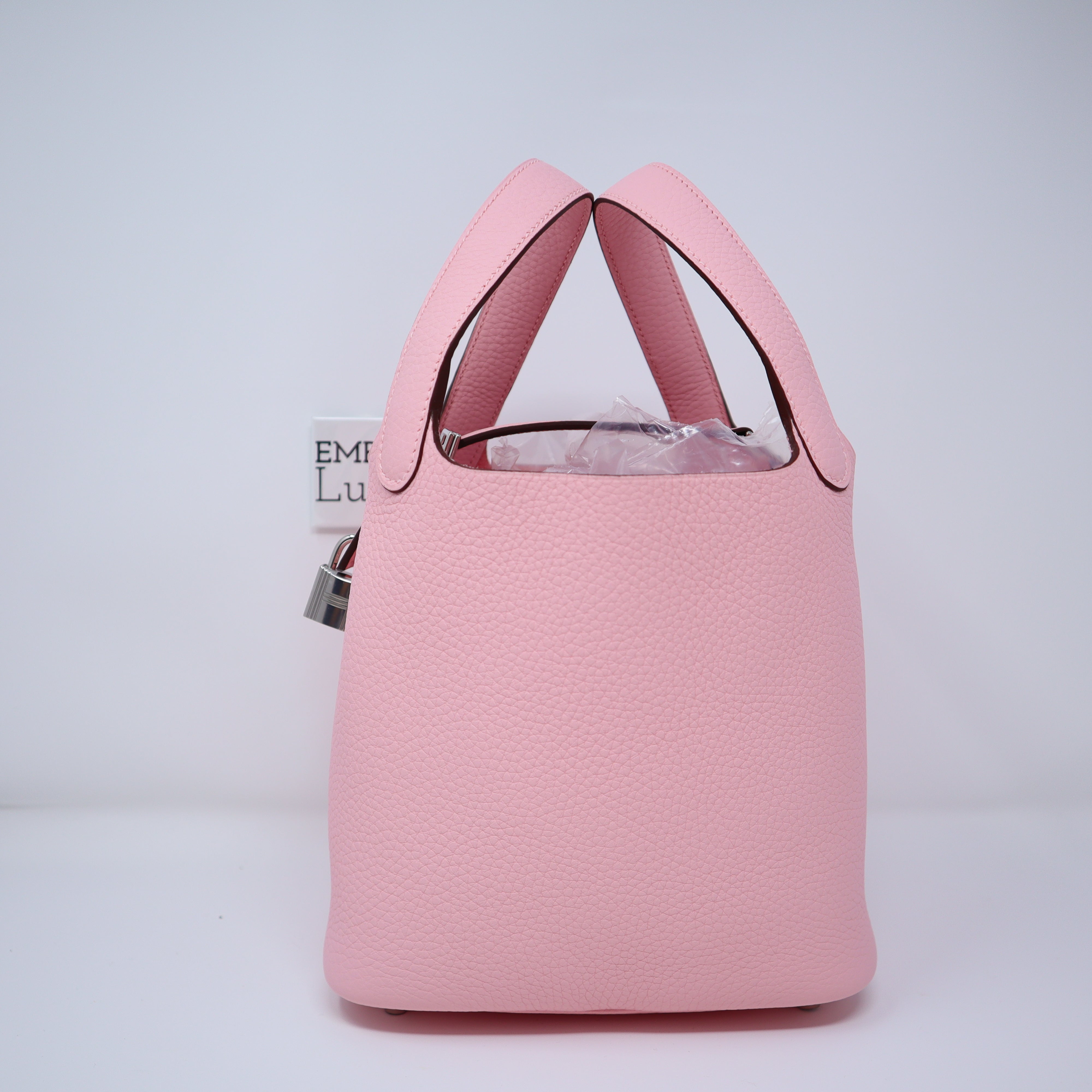 HERMES NEW Pink Leather Purple Picotin 18 Palladium Small Top Handle Tote  Bag For Sale at 1stDibs