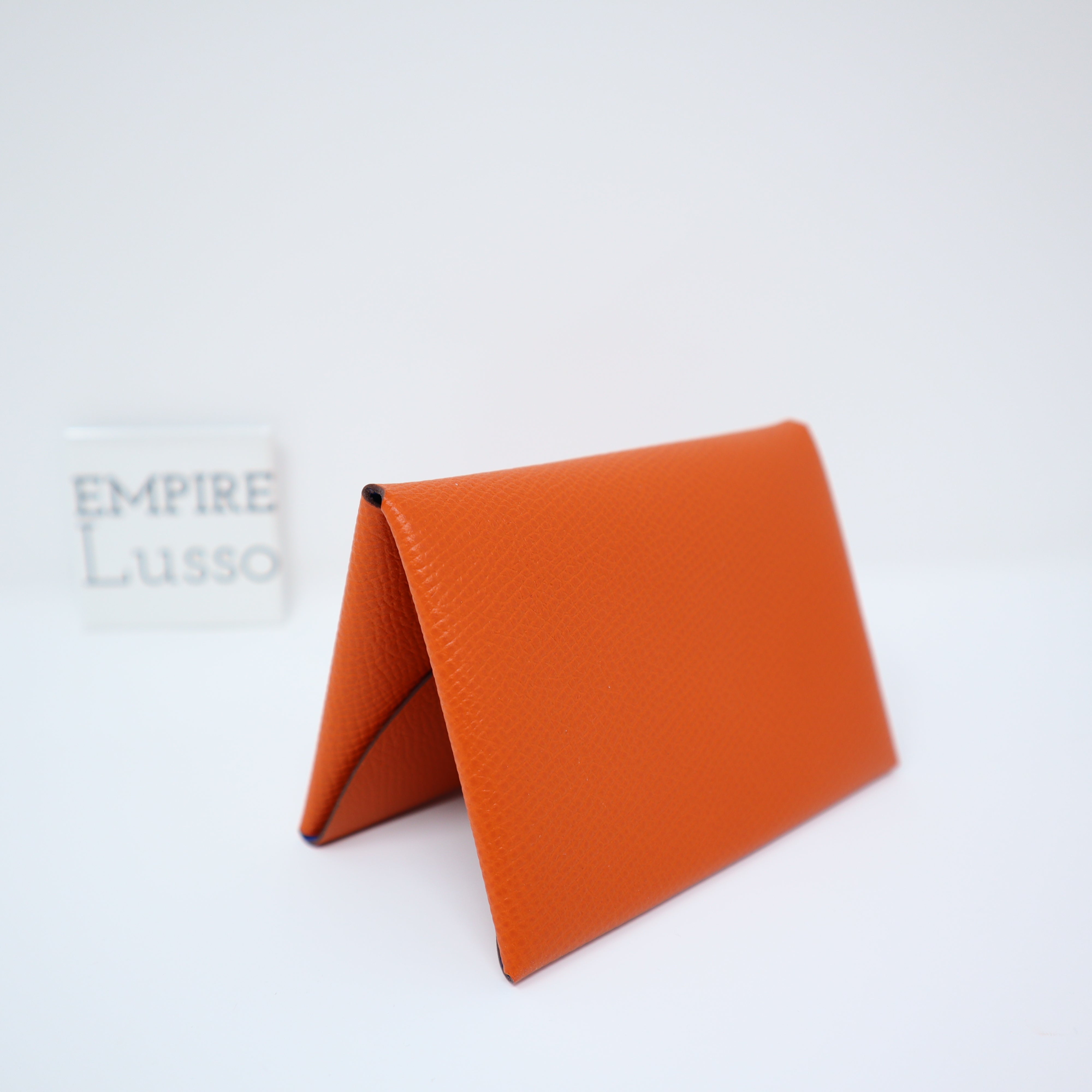 Hermes Calvi Duo Card Holder in Bi Color (Rouge Grenat + Mauve Sylvestre)  Epsom Leather