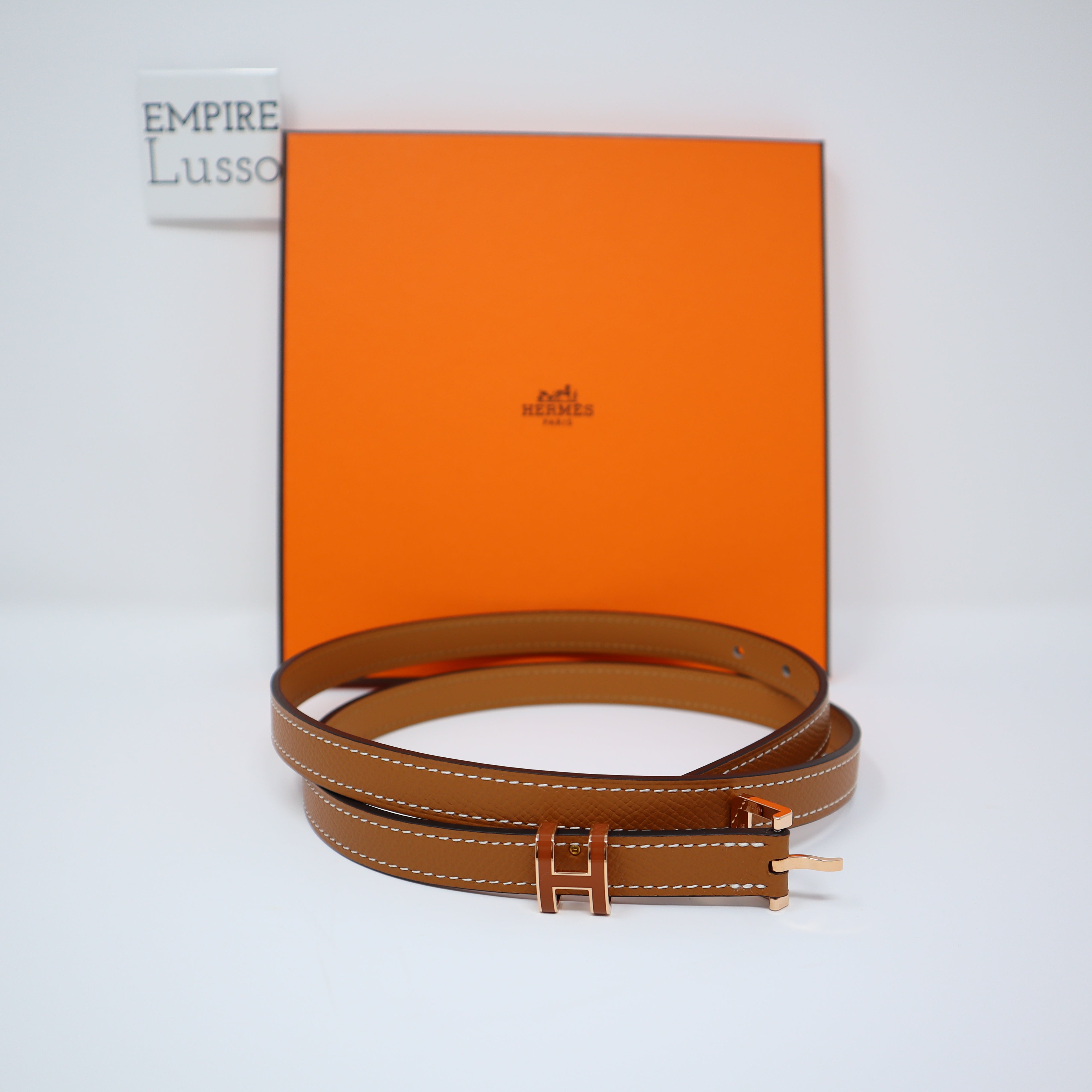 Hermès Gold Pop H Belt with Mauve Pale and Palladium Hardware 75cm