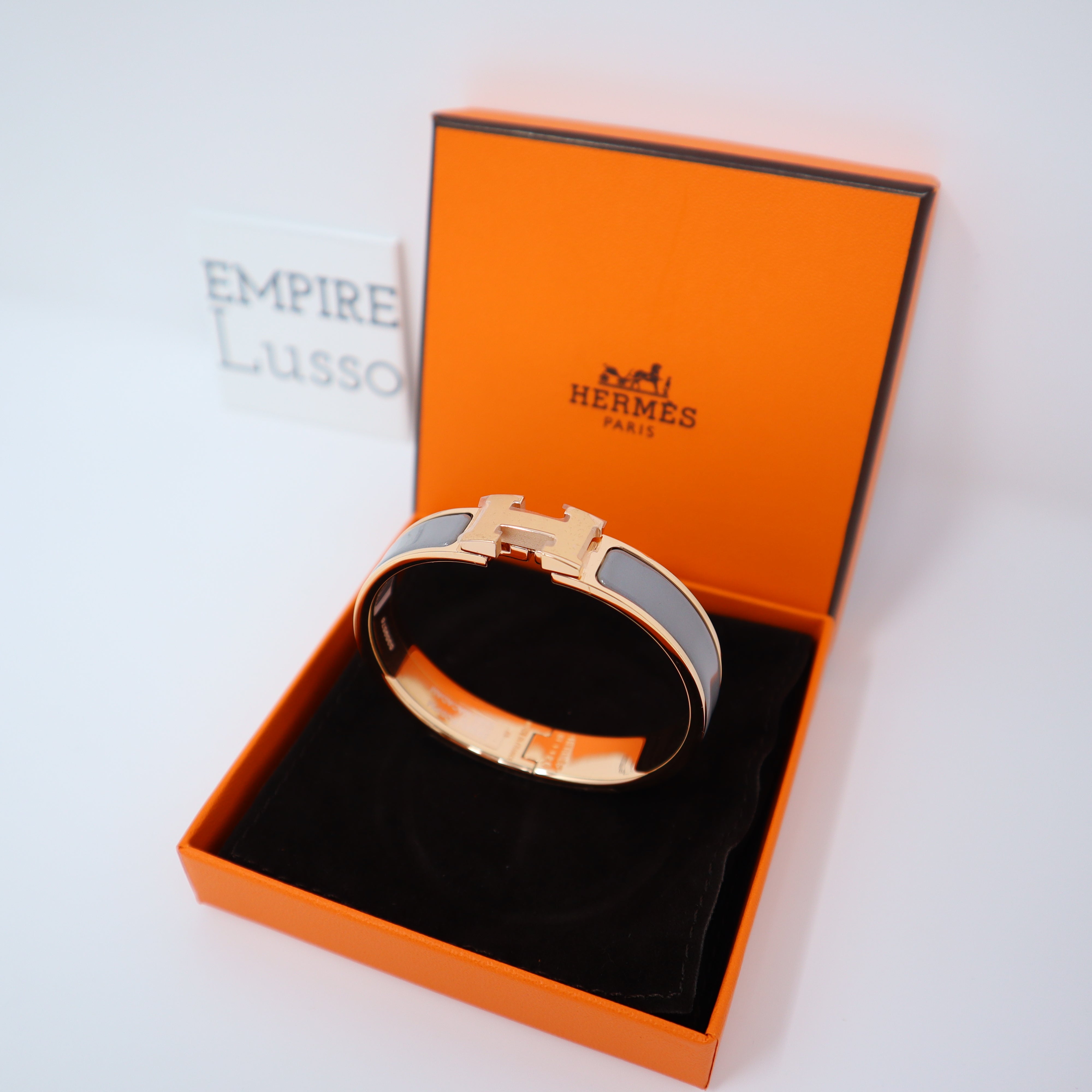 Hermes Enamel Narrow Clic H Bracelet Gold Rose Dragee - NOBLEMARS