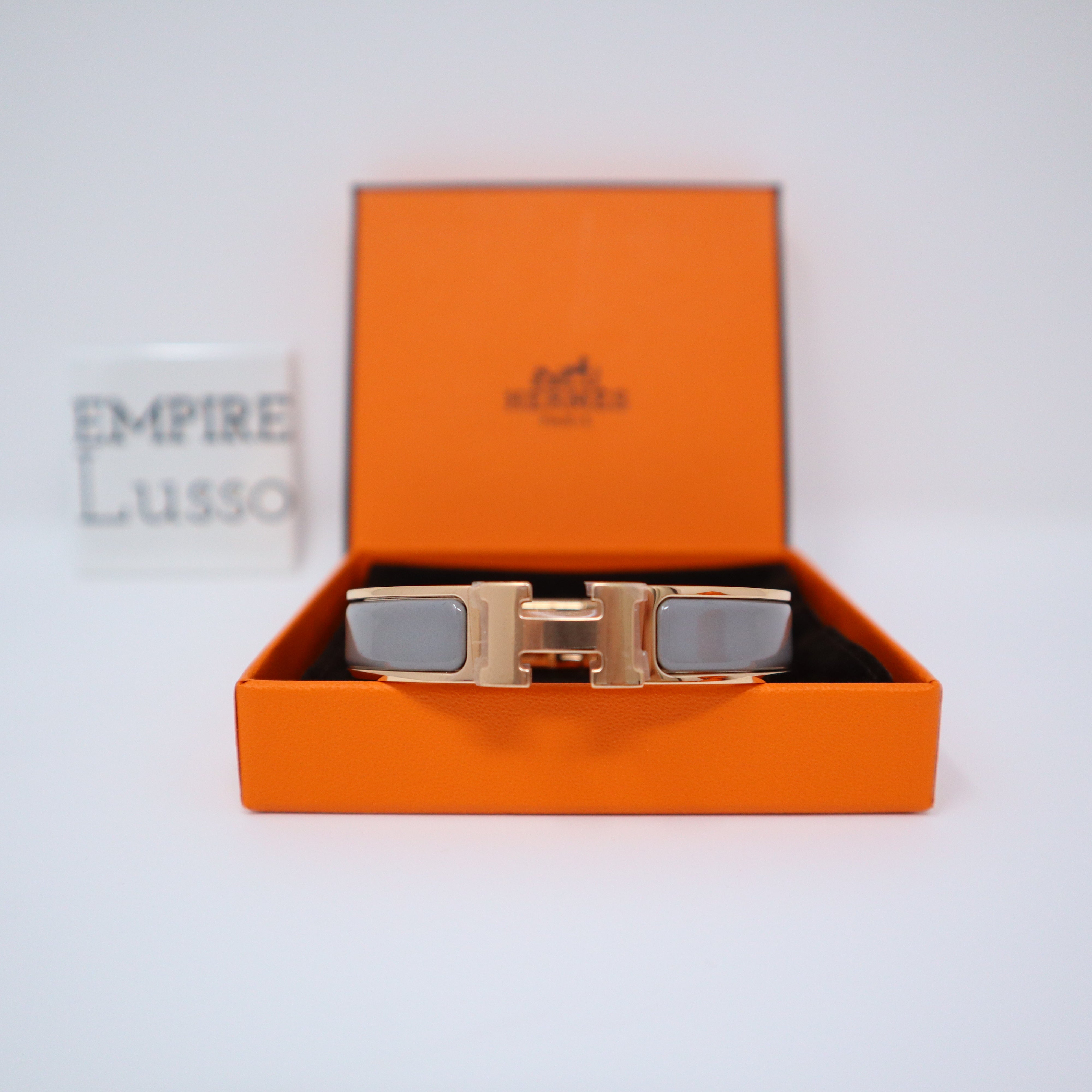 Hermes Clic H Rose Dragee Enamel Gold Plated Narrow Bracelet PM Hermes |  The Luxury Closet