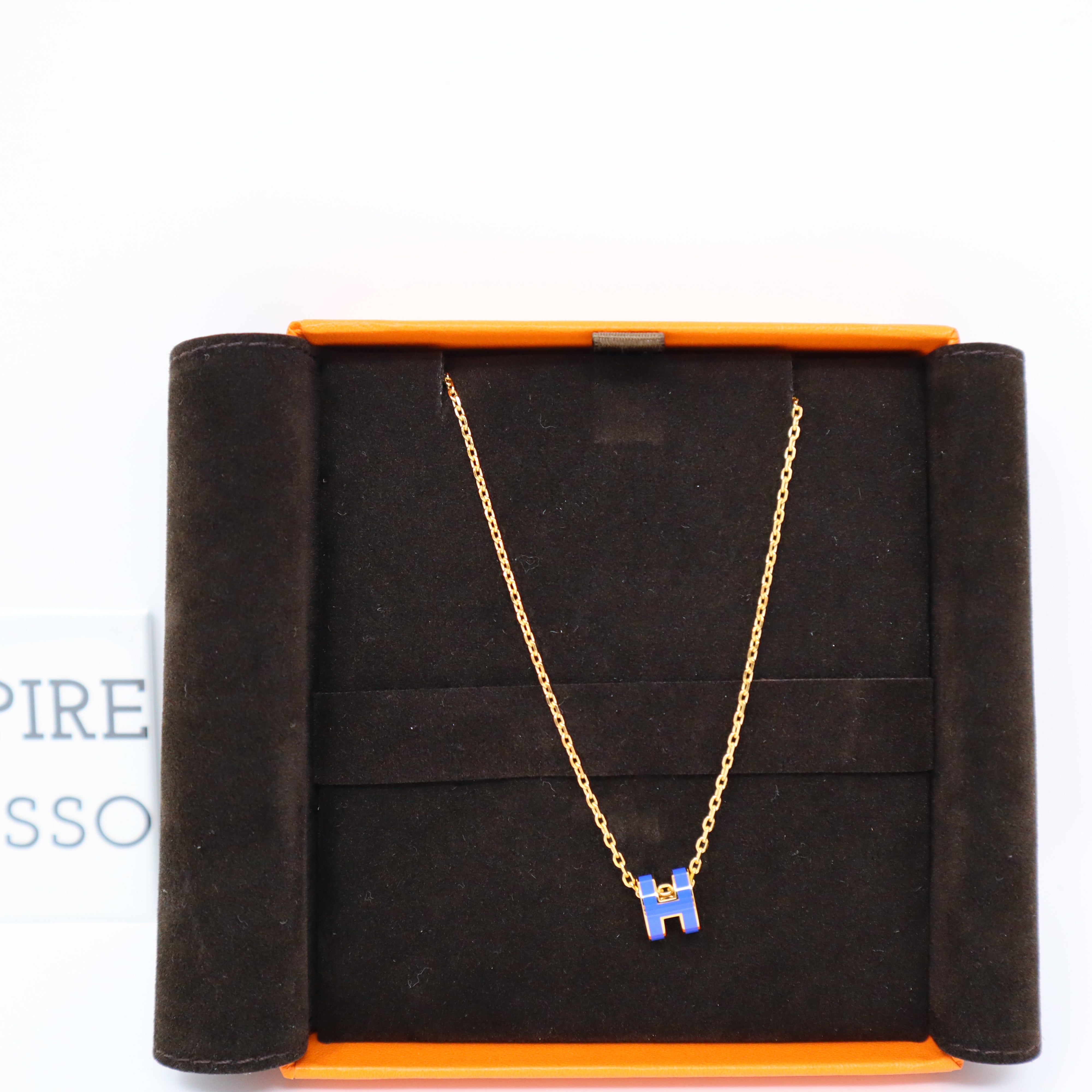 Hermes Pop H Necklace (Royal Blue and Gold)