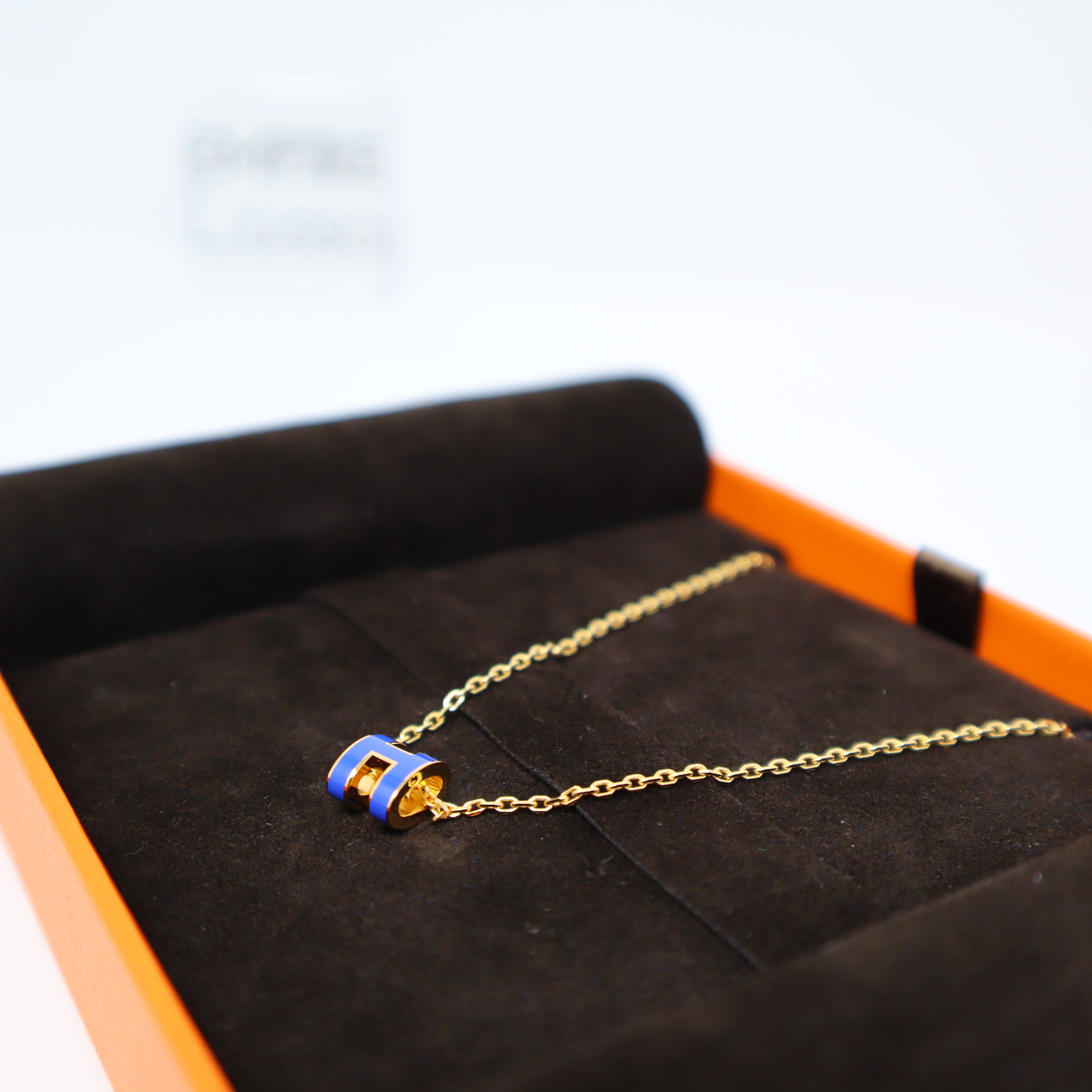 Hermes Pop H Necklace (Royal Blue and Gold)