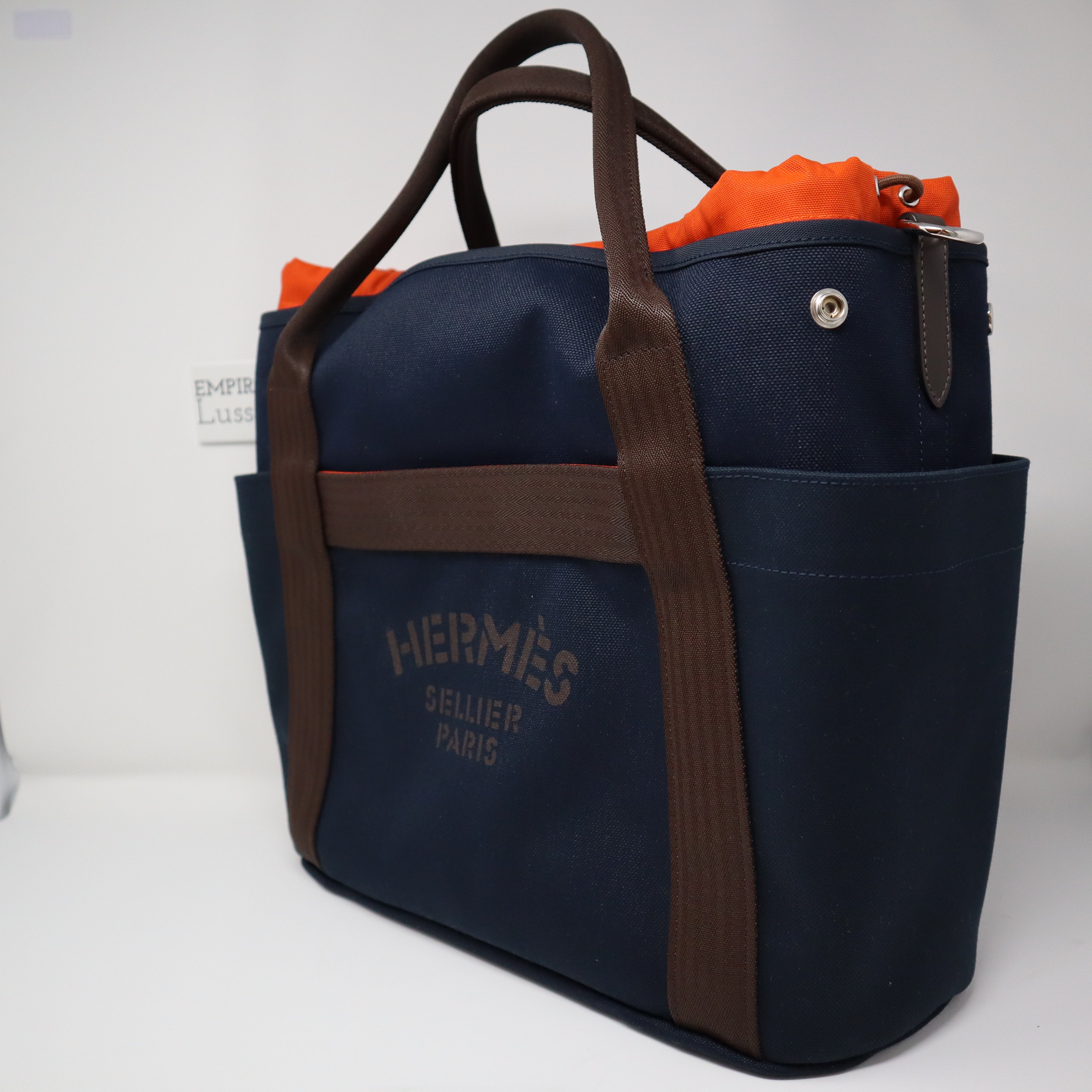 Hermes Tote Sac de Pansage The Grooming Bag Navy / Feu