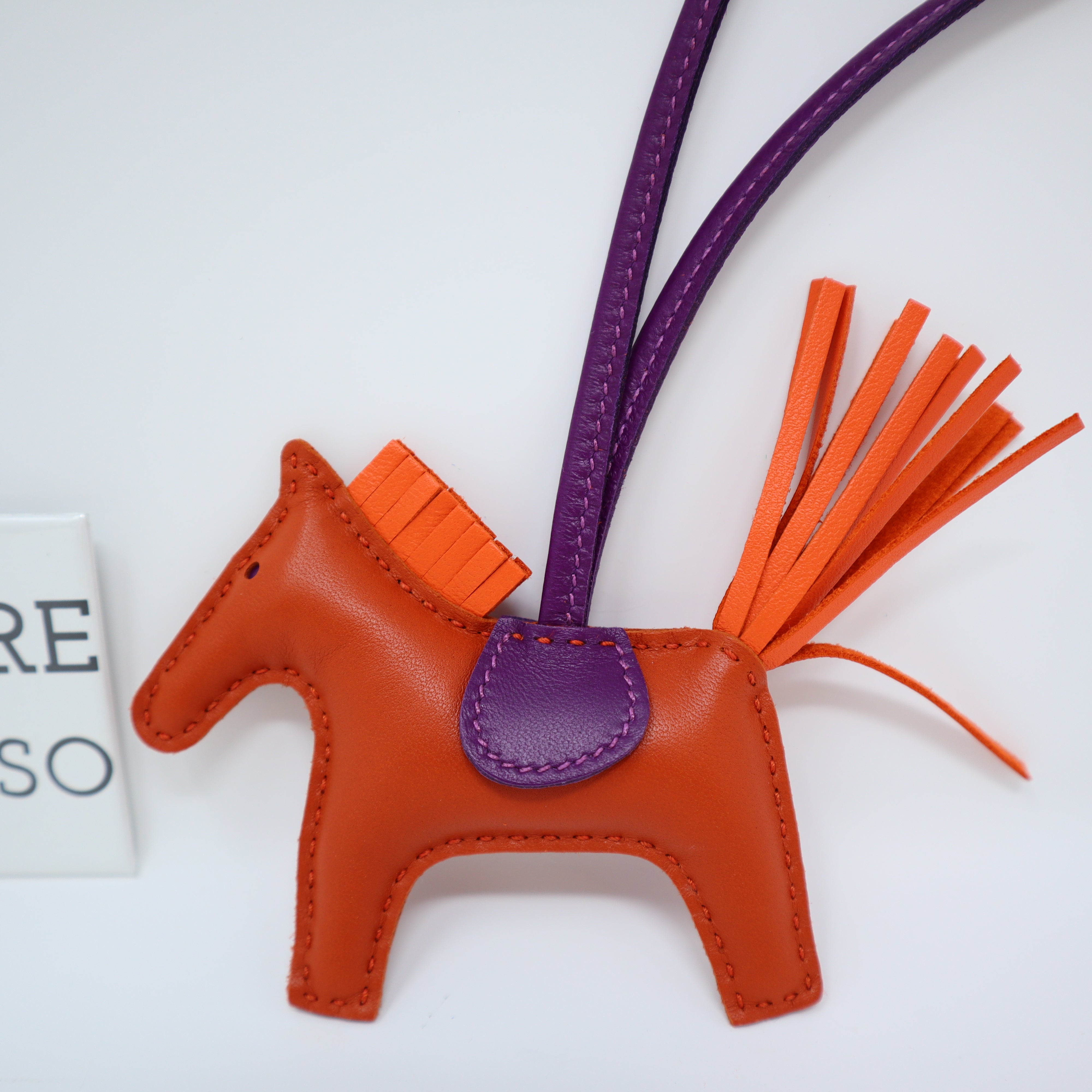 Hermes Orange Poppy/Craie/Terre Battue Grigri Horse Rodeo Bag