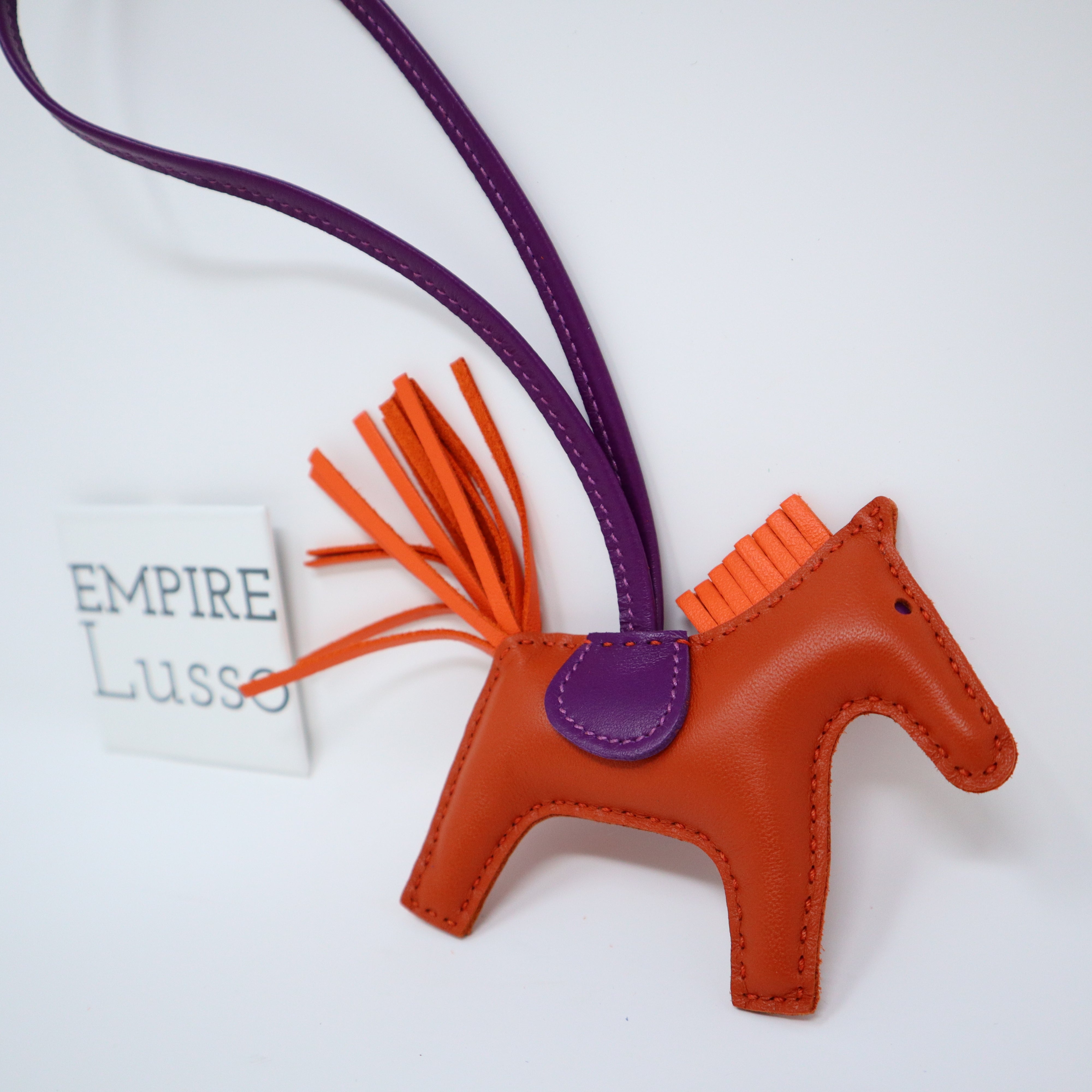 Hermes Rodeo PM Bag Charm Cornaline / Orange Poppy / Violet