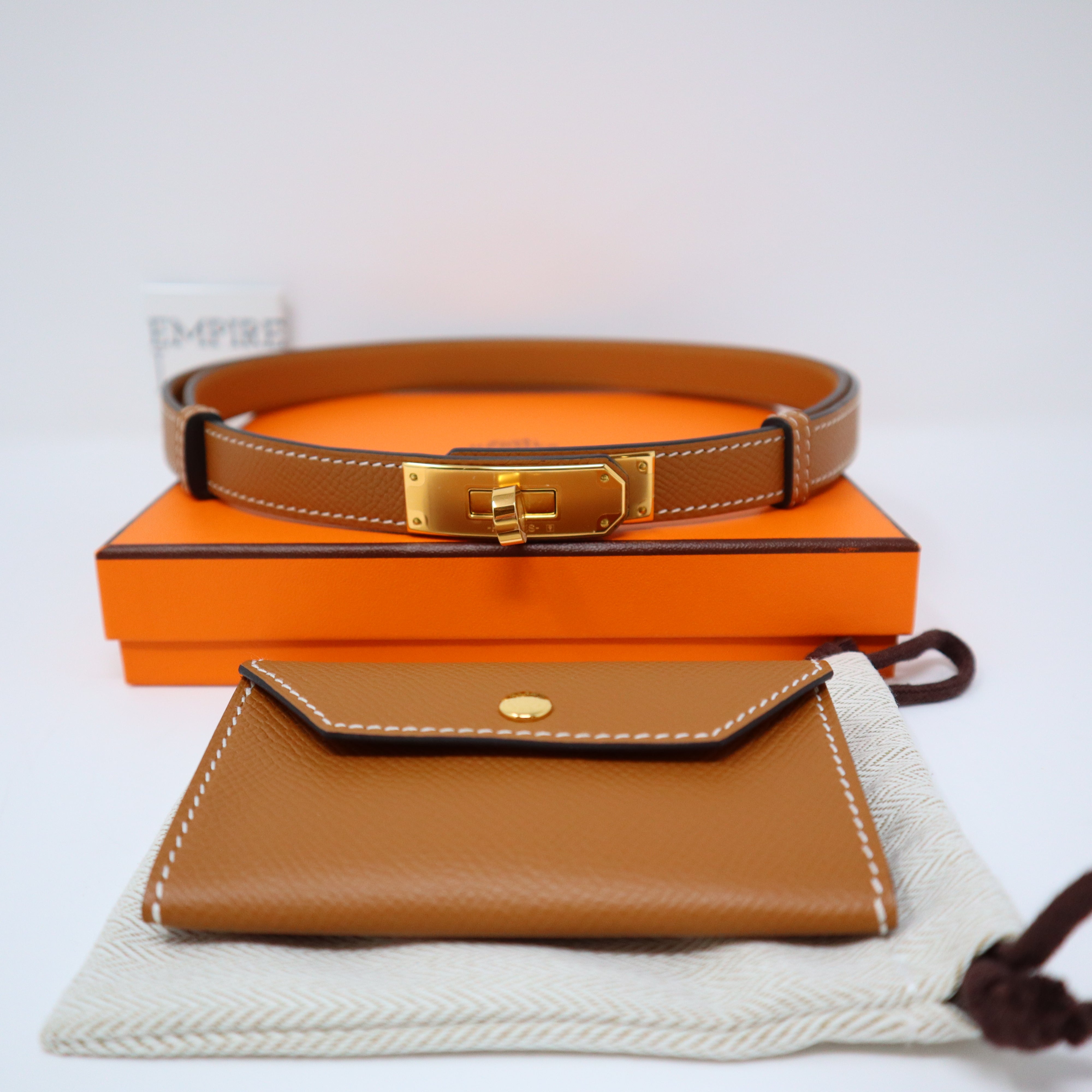 Hermes Kelly Pocket Belt Adjustable Gold Epsom Leather Gold Hardware