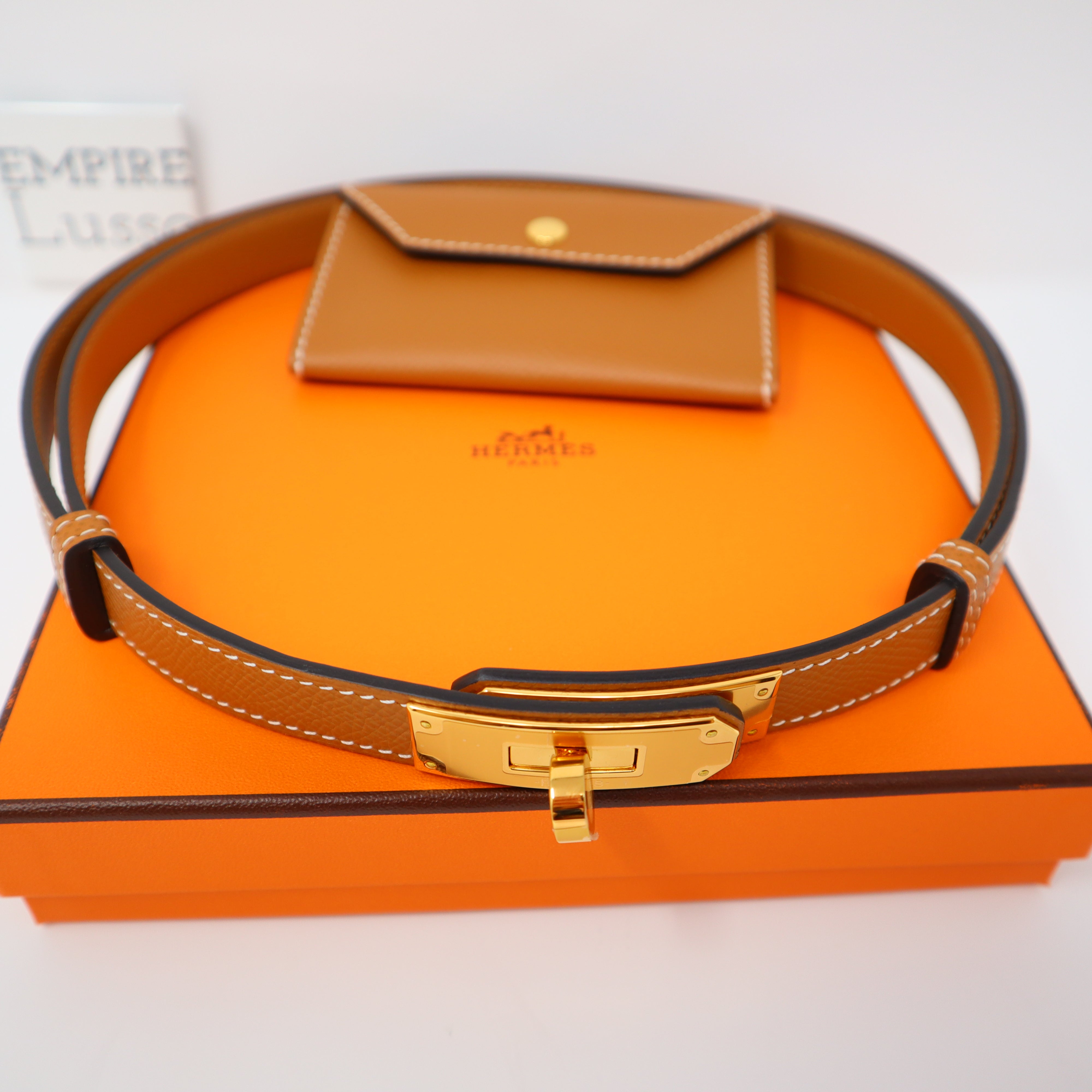 Hermes Kelly Pocket Belt Adjustable Gold Epsom Leather Gold Hardware –  Mightychic