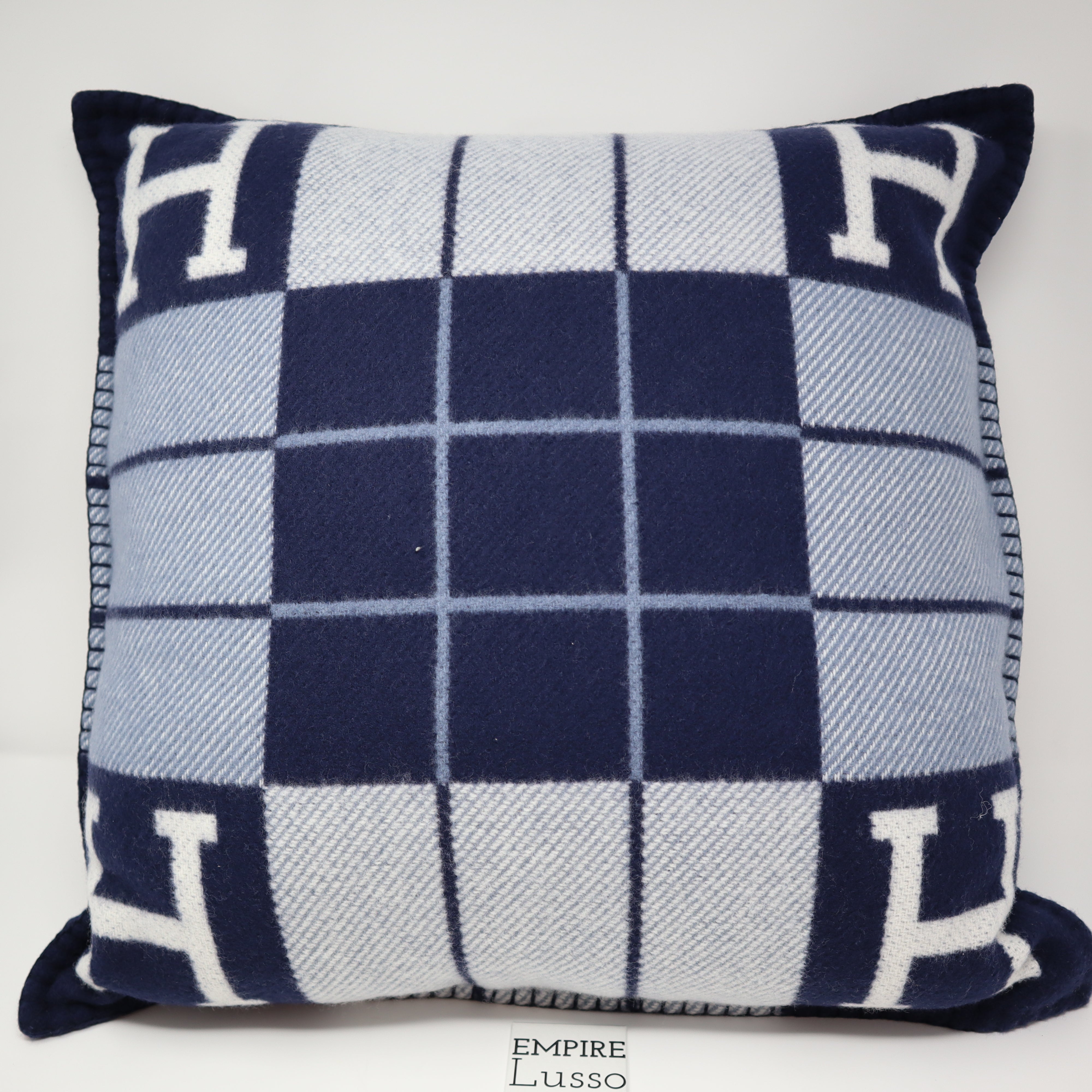 LOUIS VUITTON Wool Cashmere Cushion Pillow Blue Gray 1225529