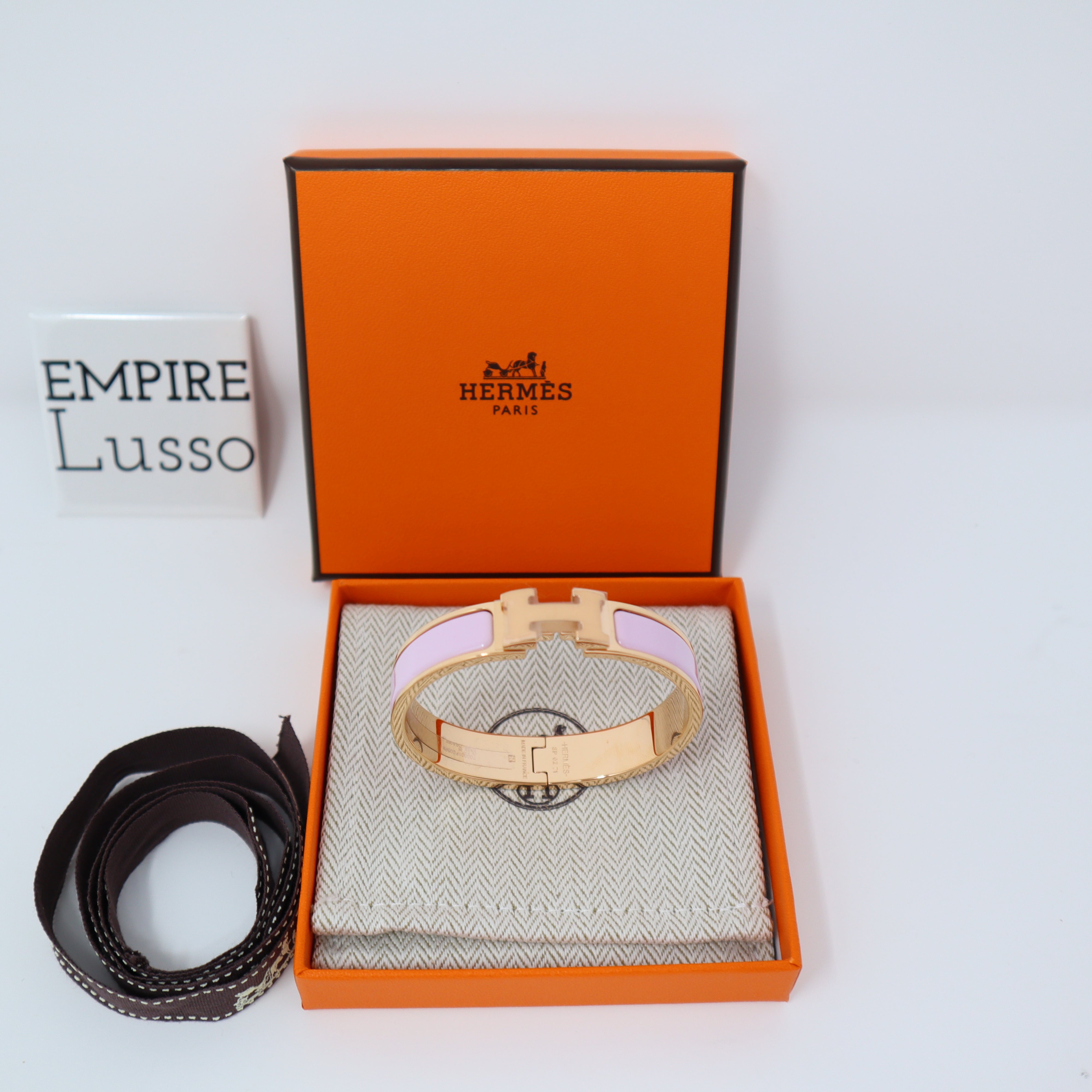 Hermes Rose Dragee Clic Clac H narrow Enamel Bracelet PM