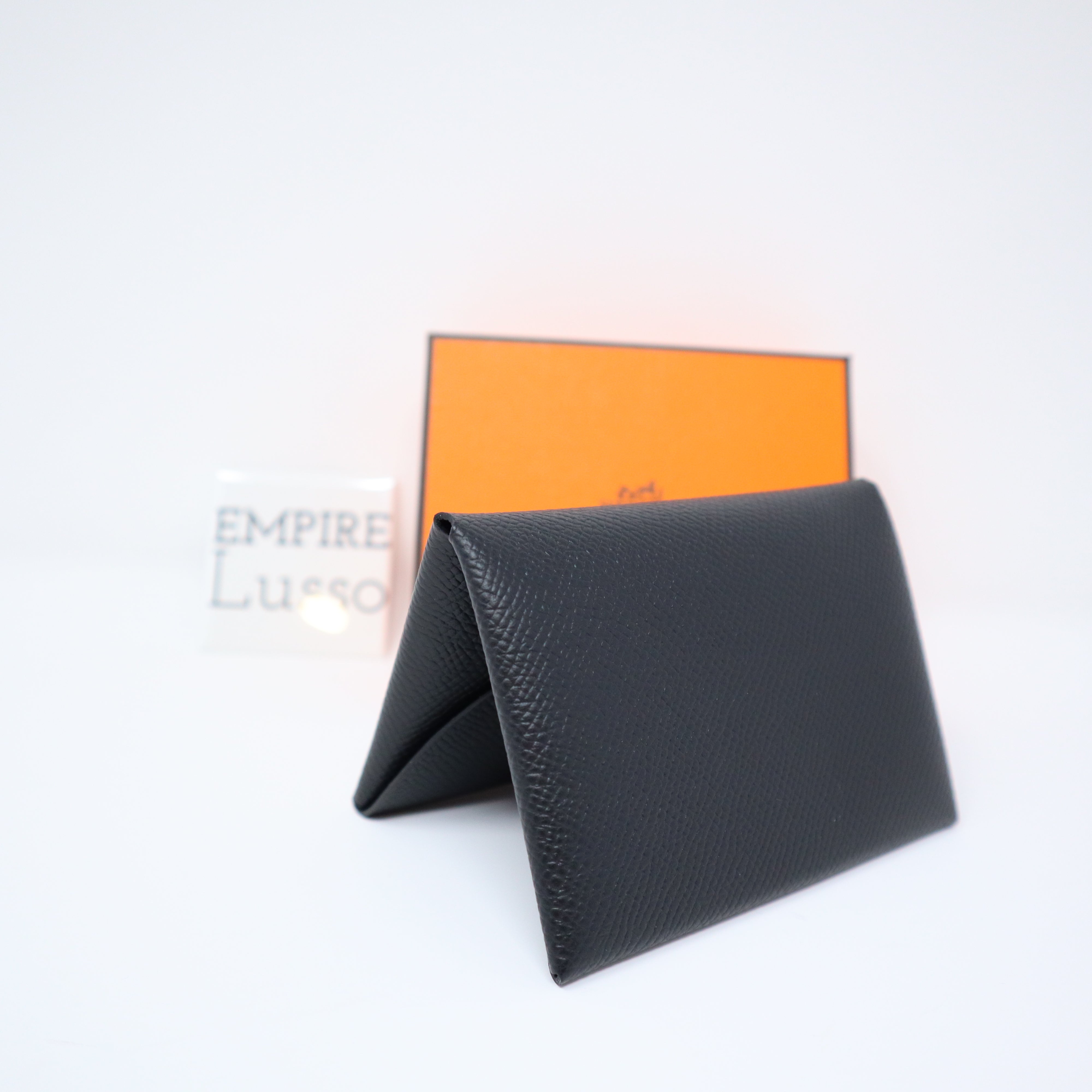 HERMES Epsom Calvi Duo Card Case Vert Criquet 883133