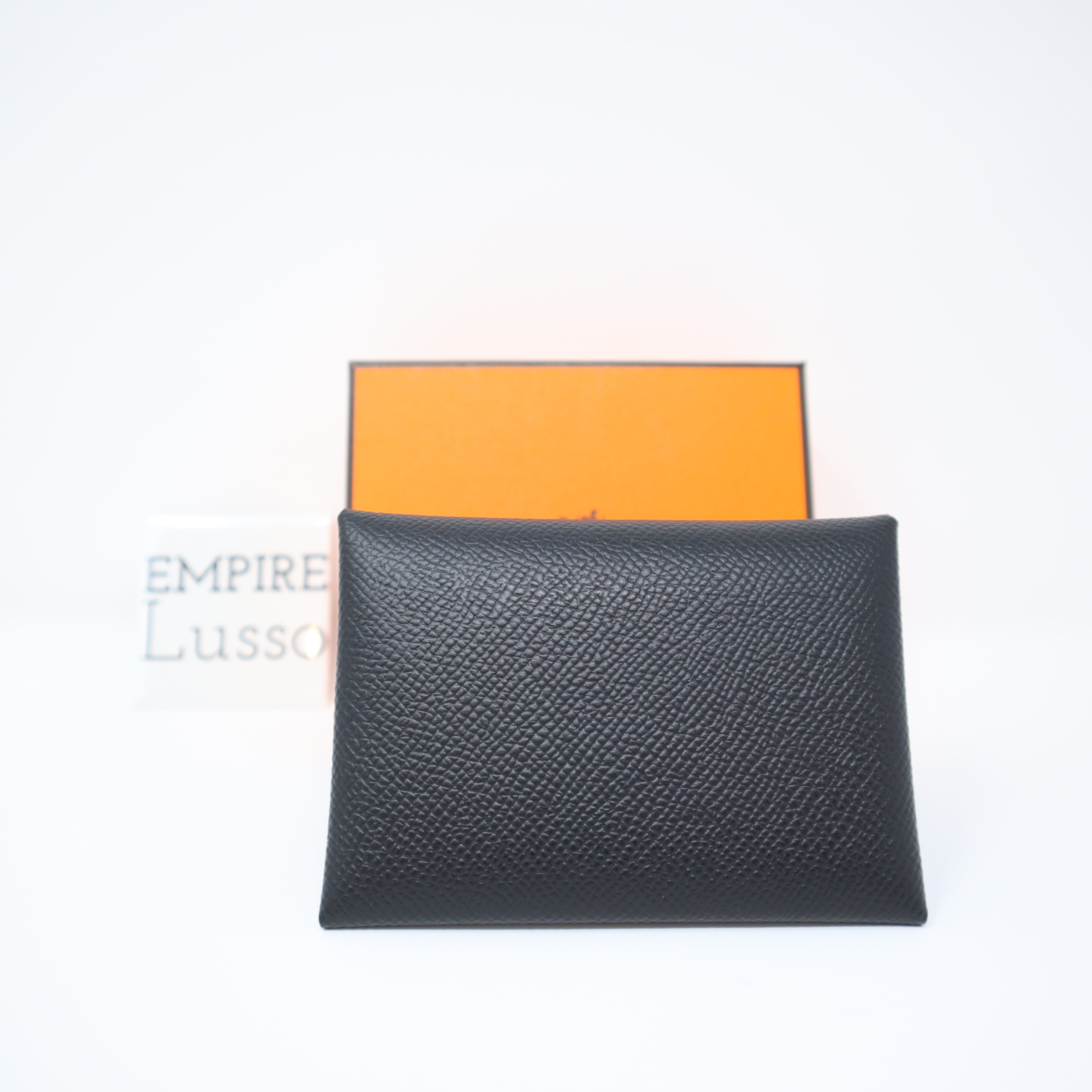 Hermes Calvi Duo Card Holder In Noir, Black Epsom Leather – Found