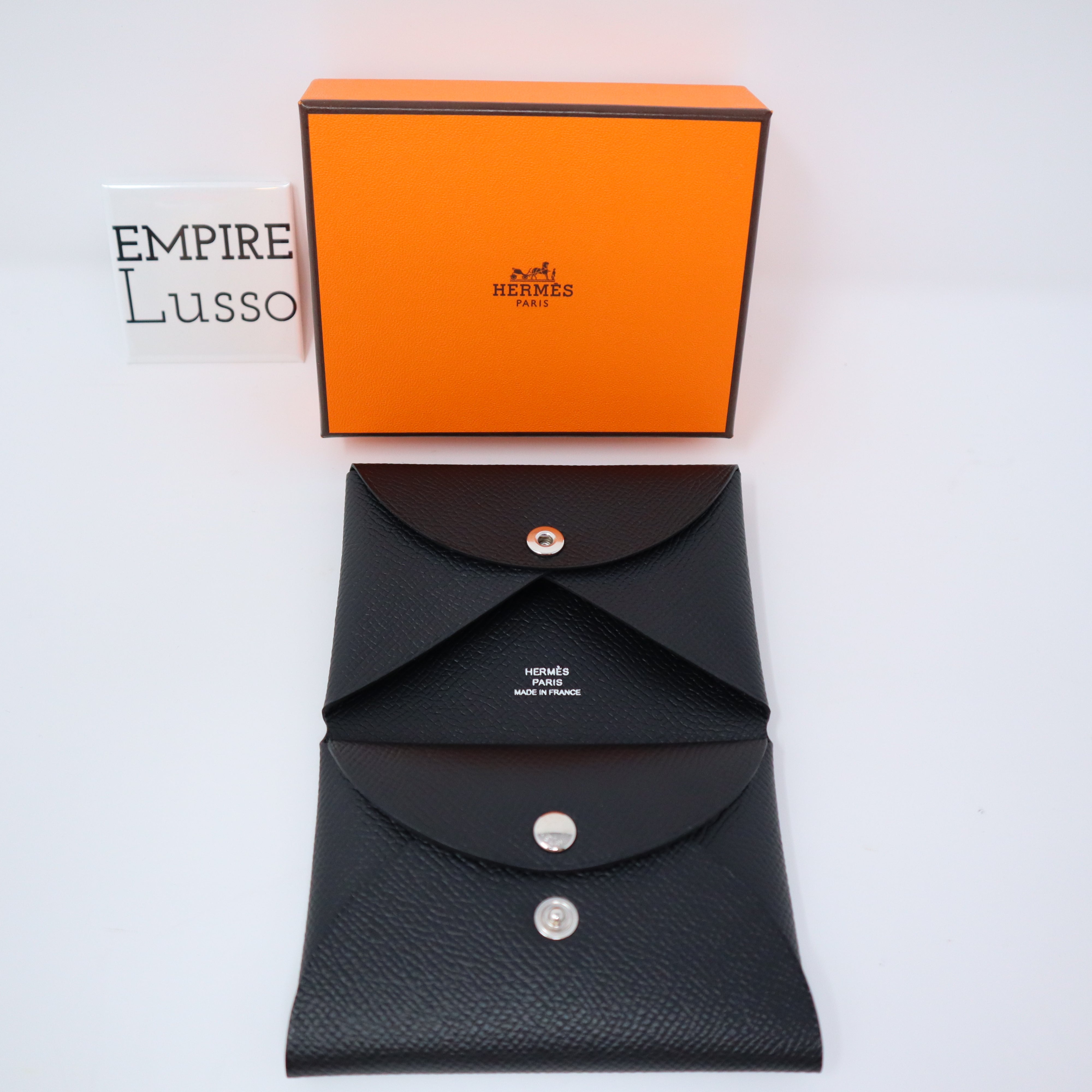 HERMES CALVI DUO CARD HOLDER Epsom BLACK NOIR EPSOM RARE – Empire Lusso