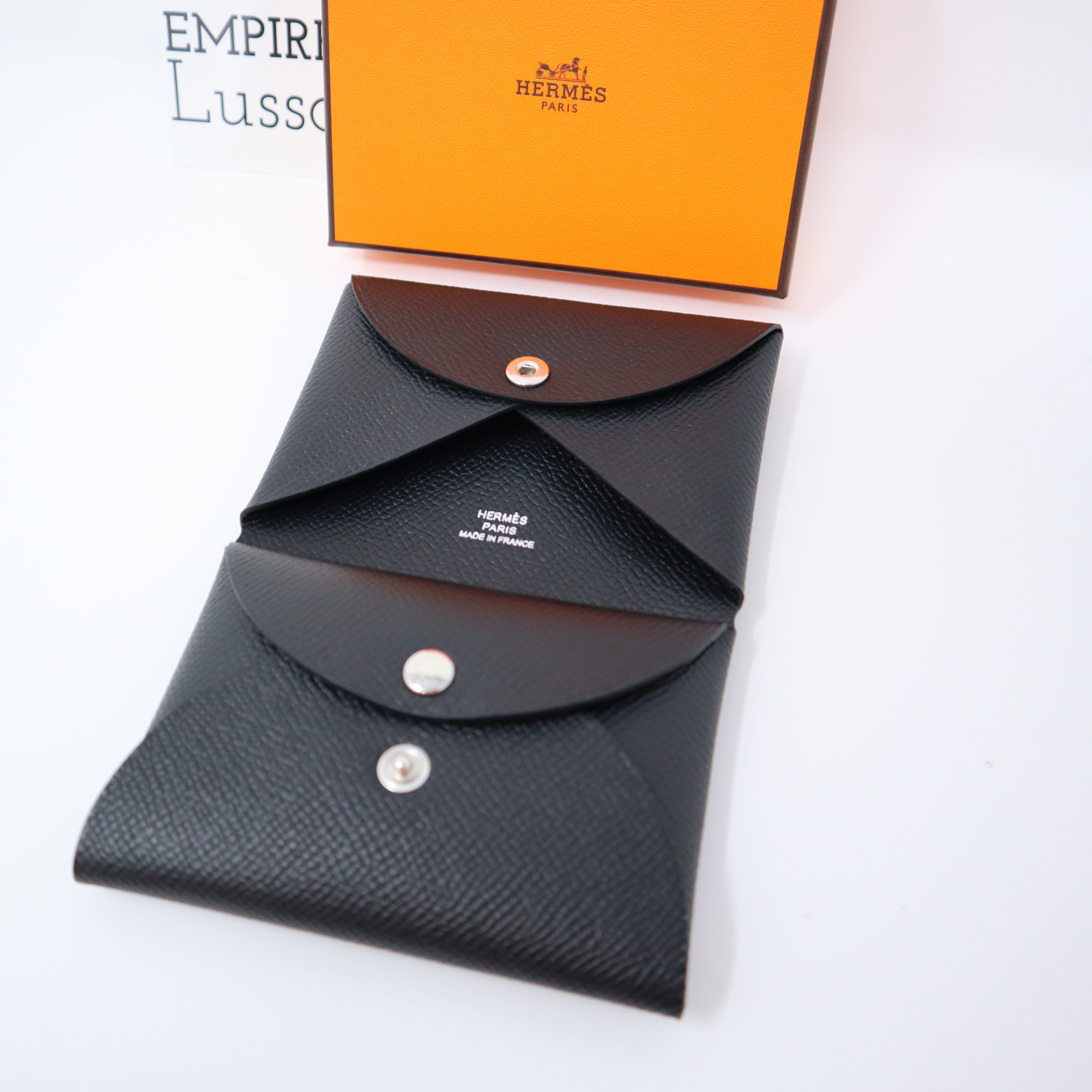 HERMES CALVI DUO CARD HOLDER Epsom BLACK NOIR EPSOM RARE – Empire Lusso