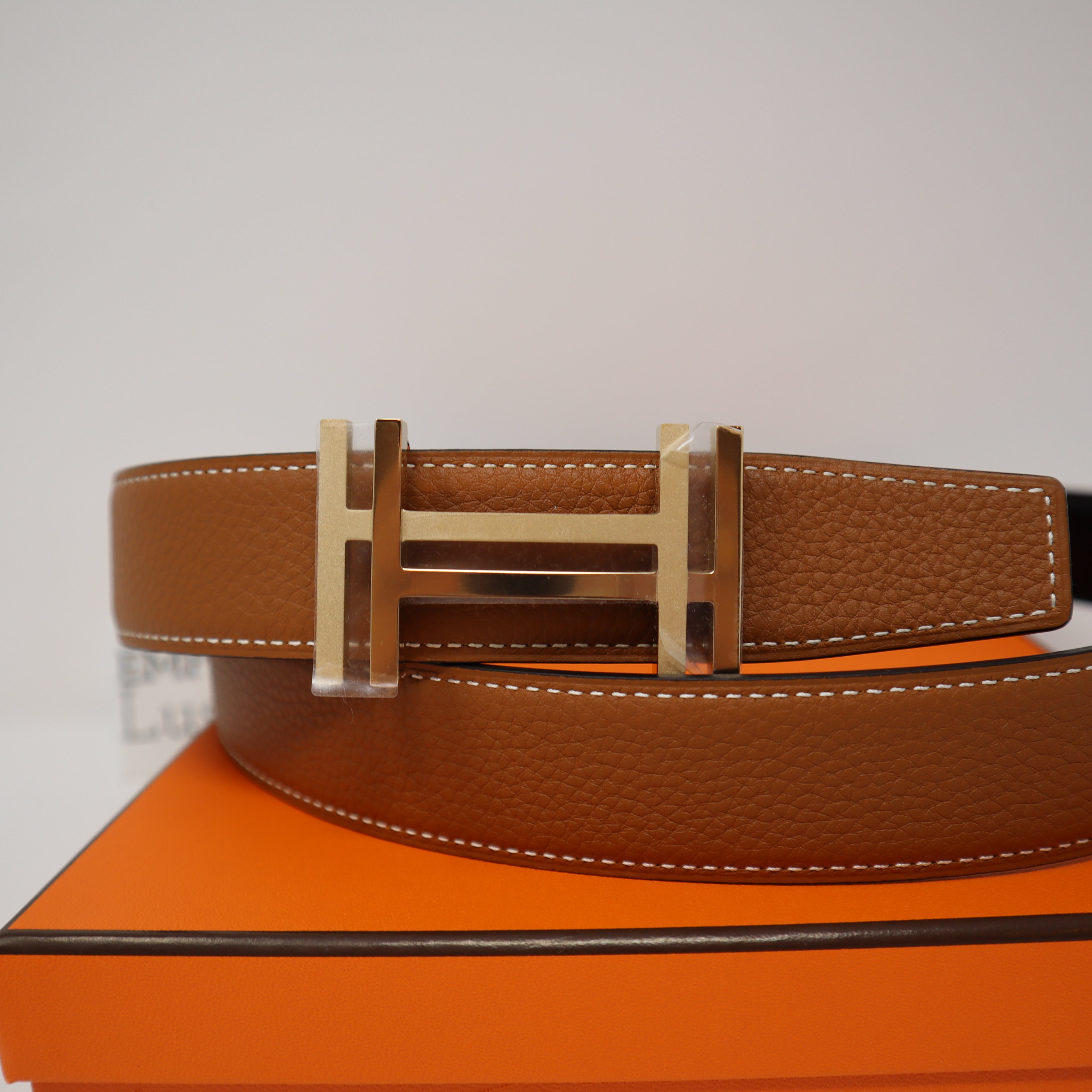 95 HERMES MEN BELT H au Carre belt buckle & Reversible leather strap 3 –  Empire Lusso