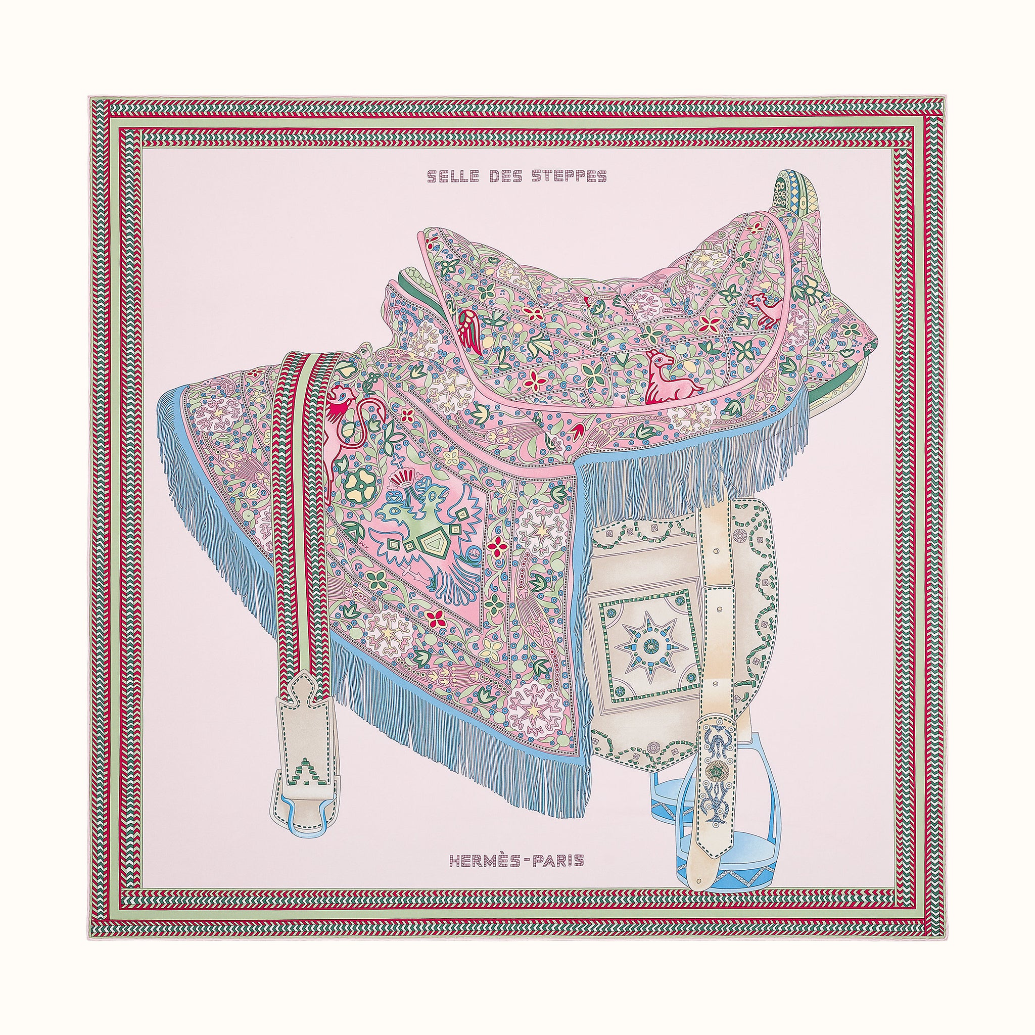 HERMES(エルメス)CARRE 90CM Selle des Steppes Hermes Scarf Selle des Steppes 90 cm silk blue horse saddle