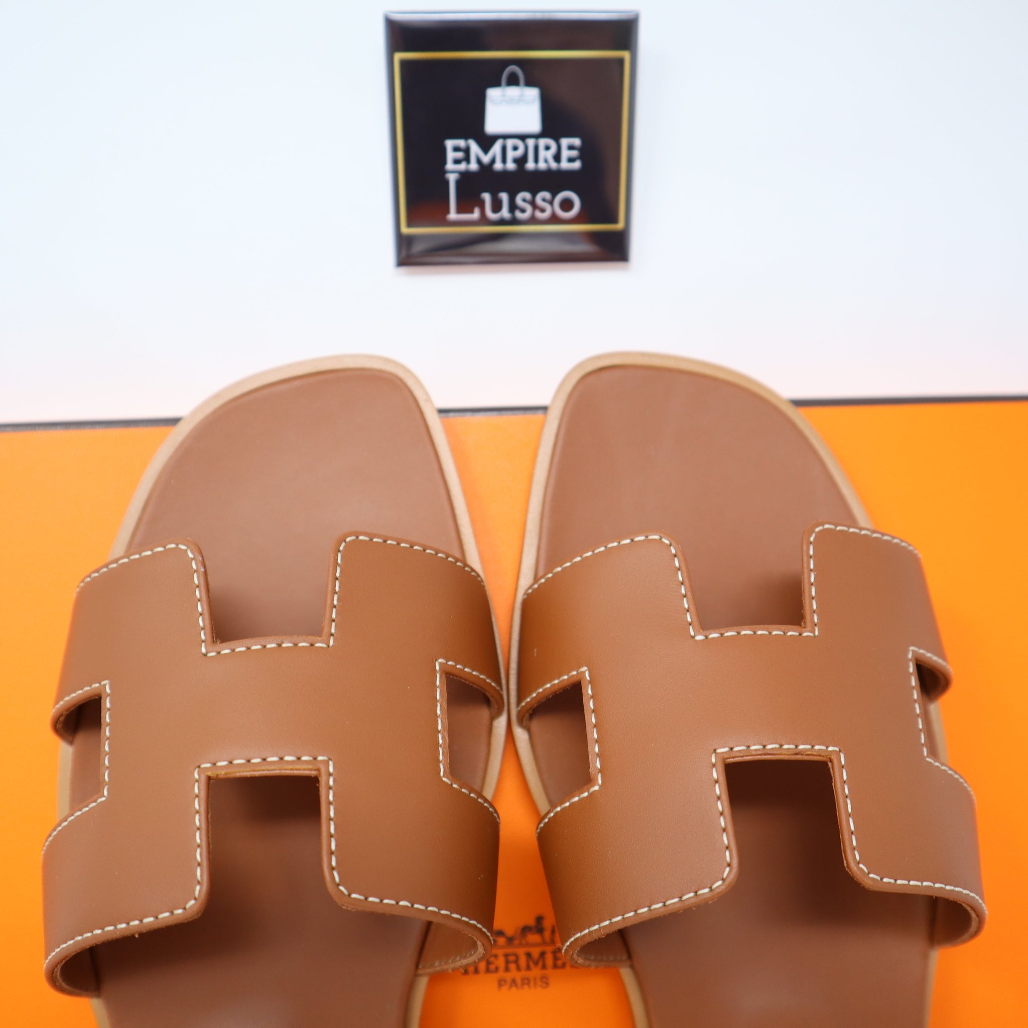 $630 38 NEW HERMES ORAN H SANDALS SLIPPERS CLASSIC ALL GOLD