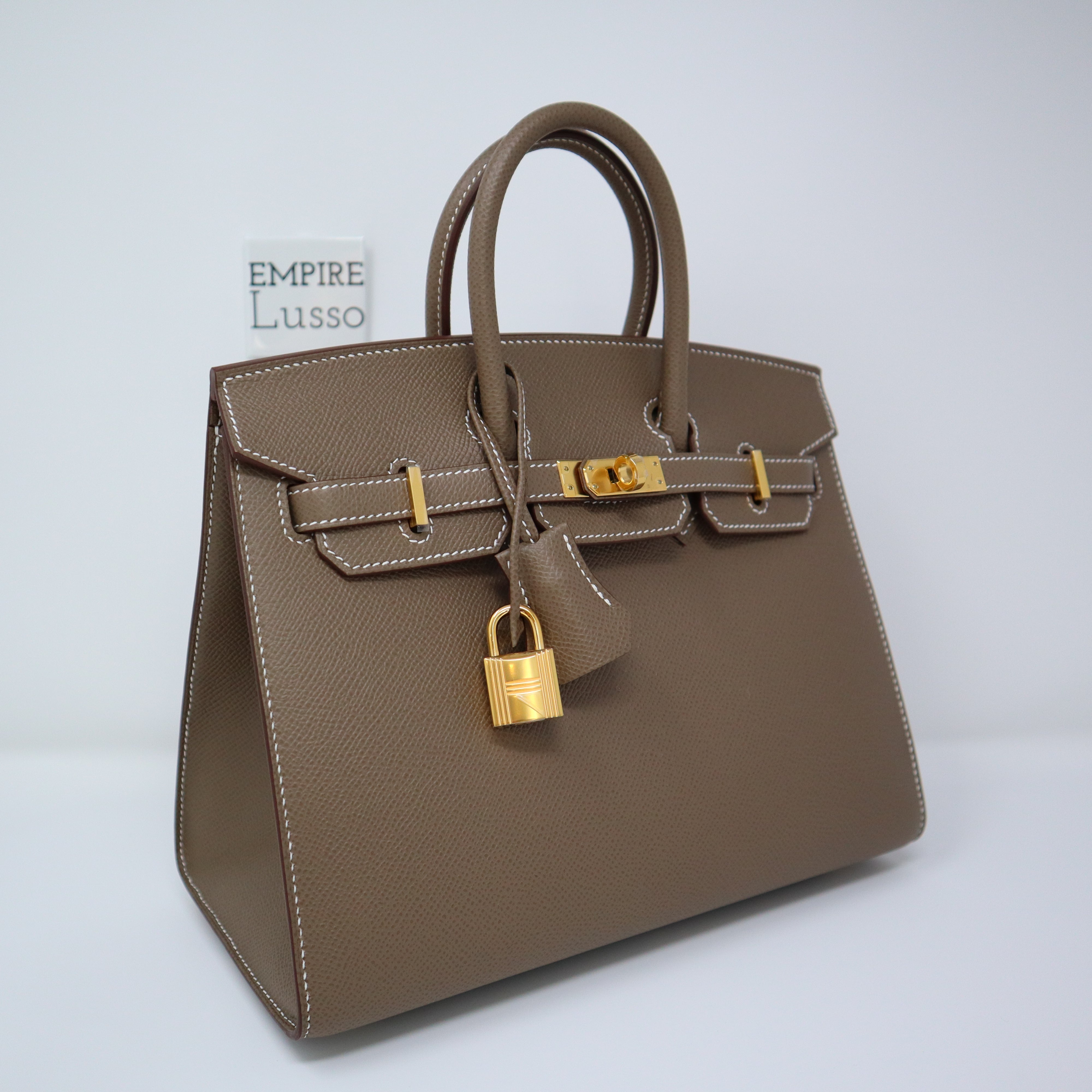 Hermes Birkin 25 cm handbag in grey epsom leather